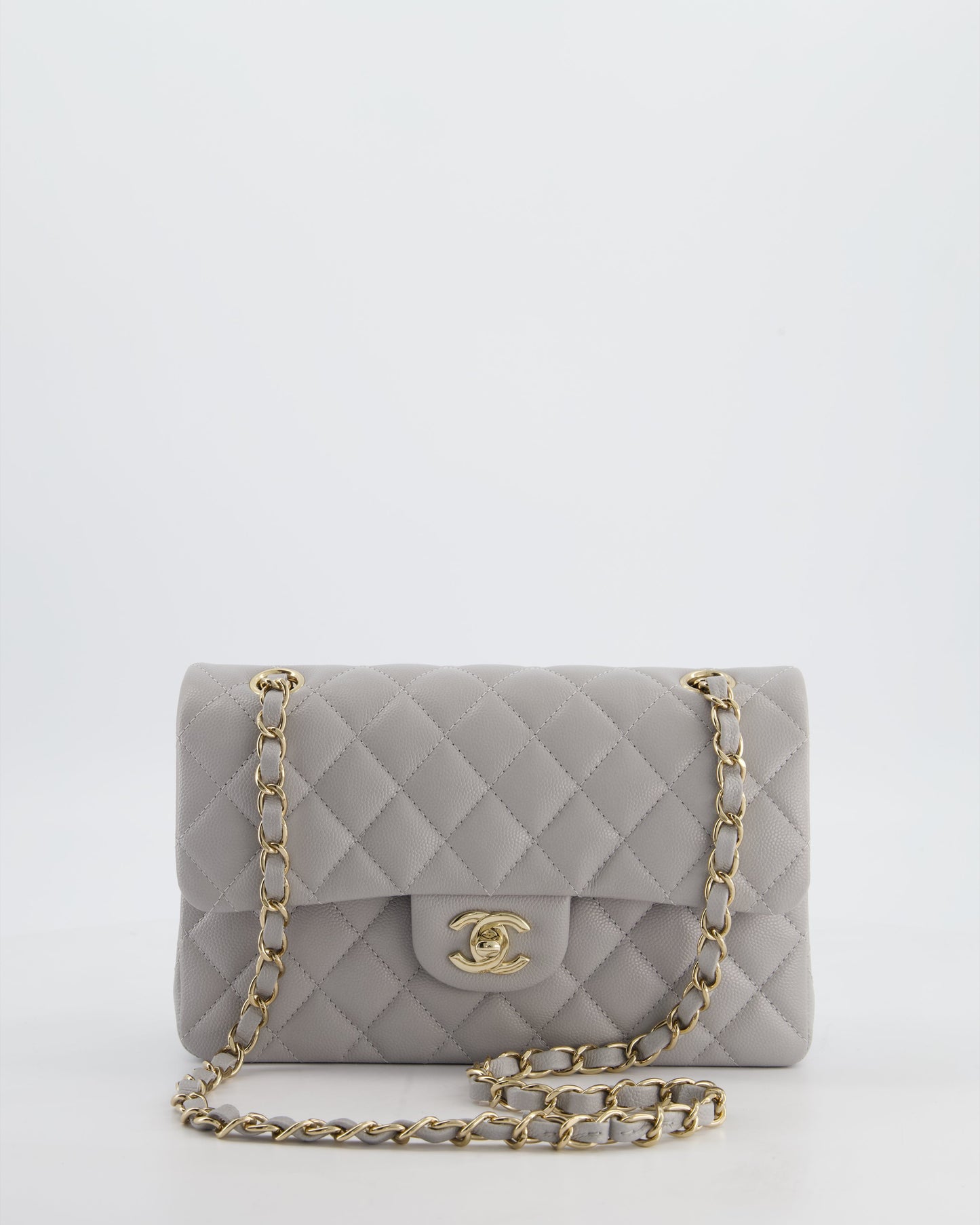 Chanel Dove Grey Small Classic Double Flap Bag - Rovelle Bags