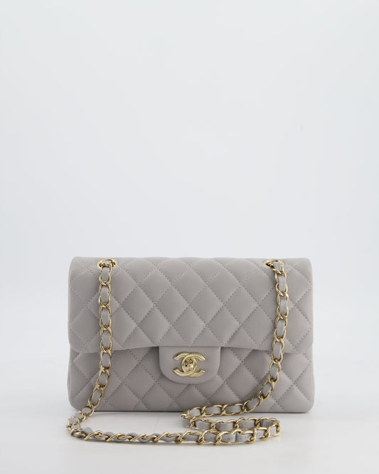 Chanel Dove Grey Small Classic Double Flap Bag - Rovelle Bags