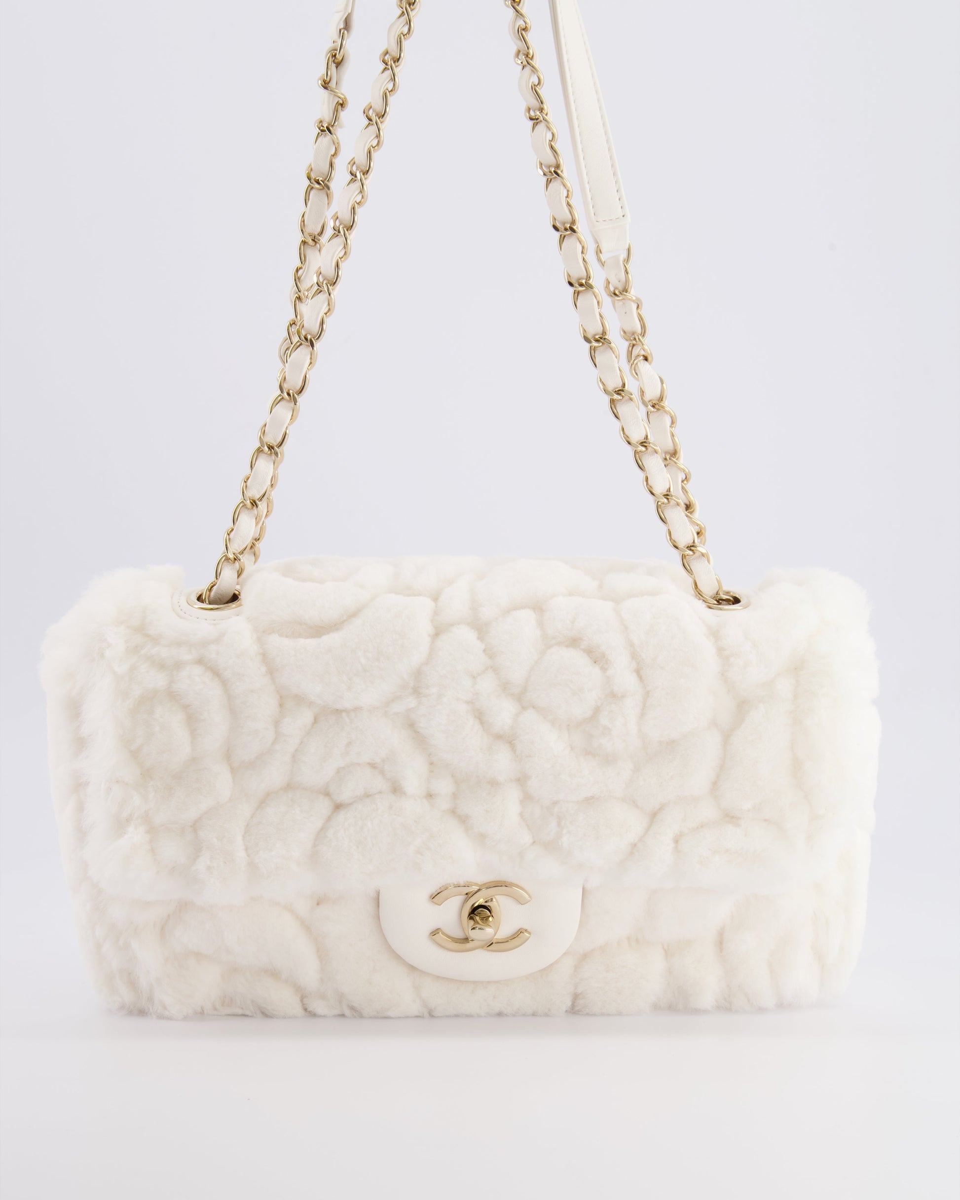 Chanel *RARE* Chanel White Rabbit Fur Flap Bag - Rovelle Bags