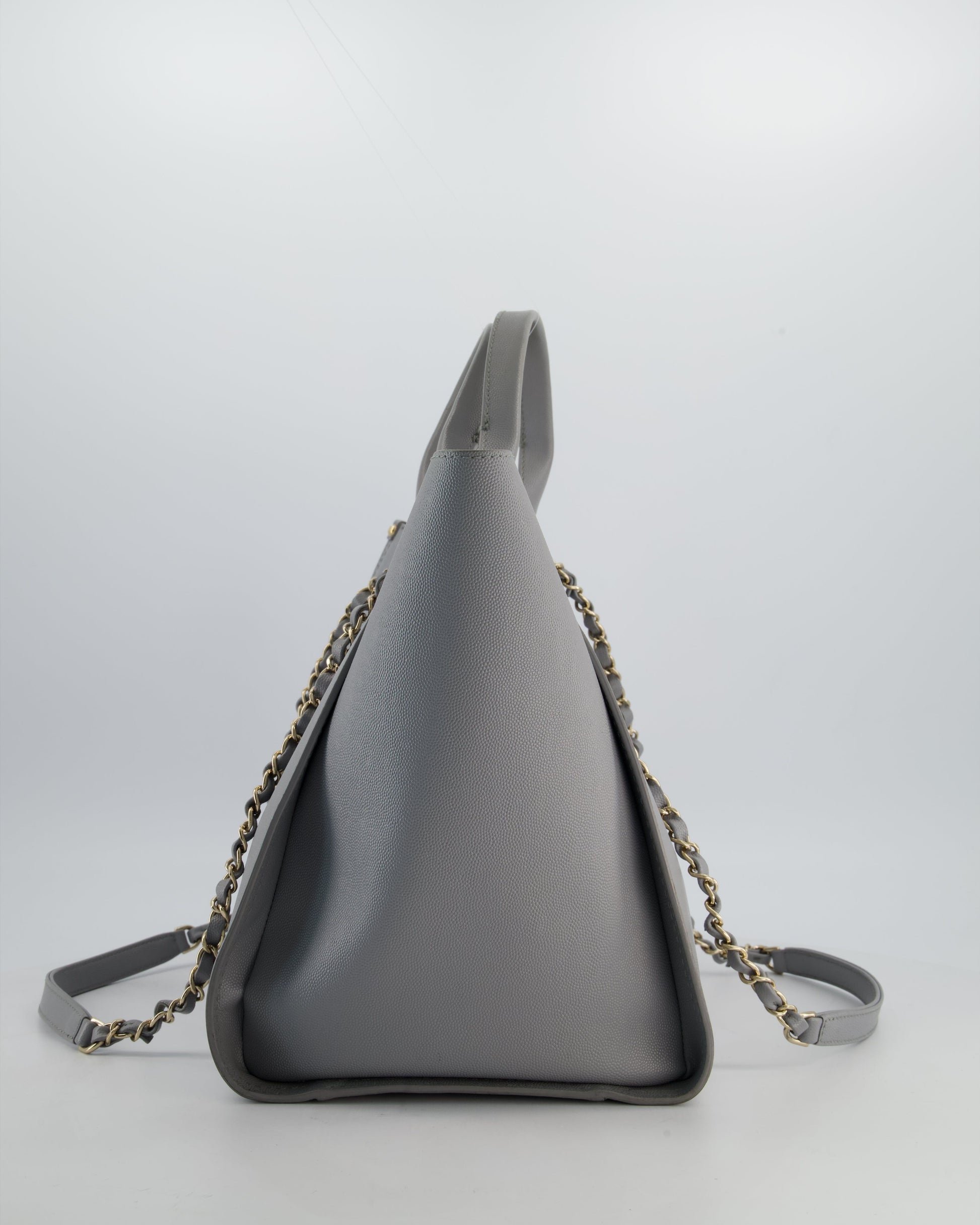 Chanel Grey Caviar Leather Medium Deauville Tote Bag - Rovelle Bags