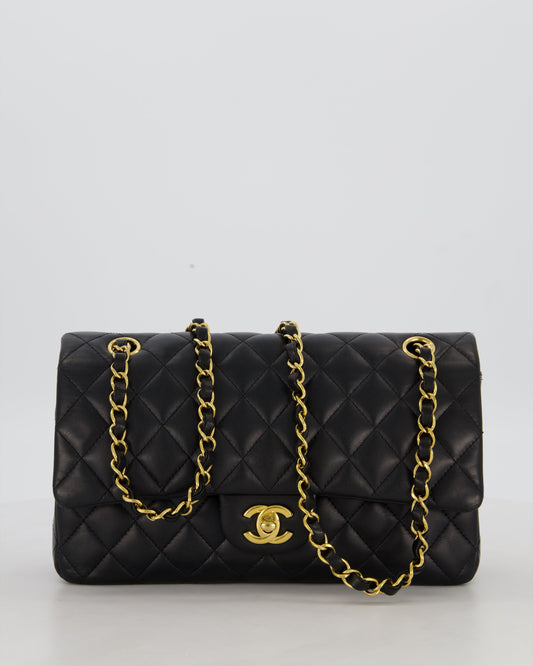 Chanel Black Medium Classic Double Flap Bag in Lambskin Leather with Gold Hardware