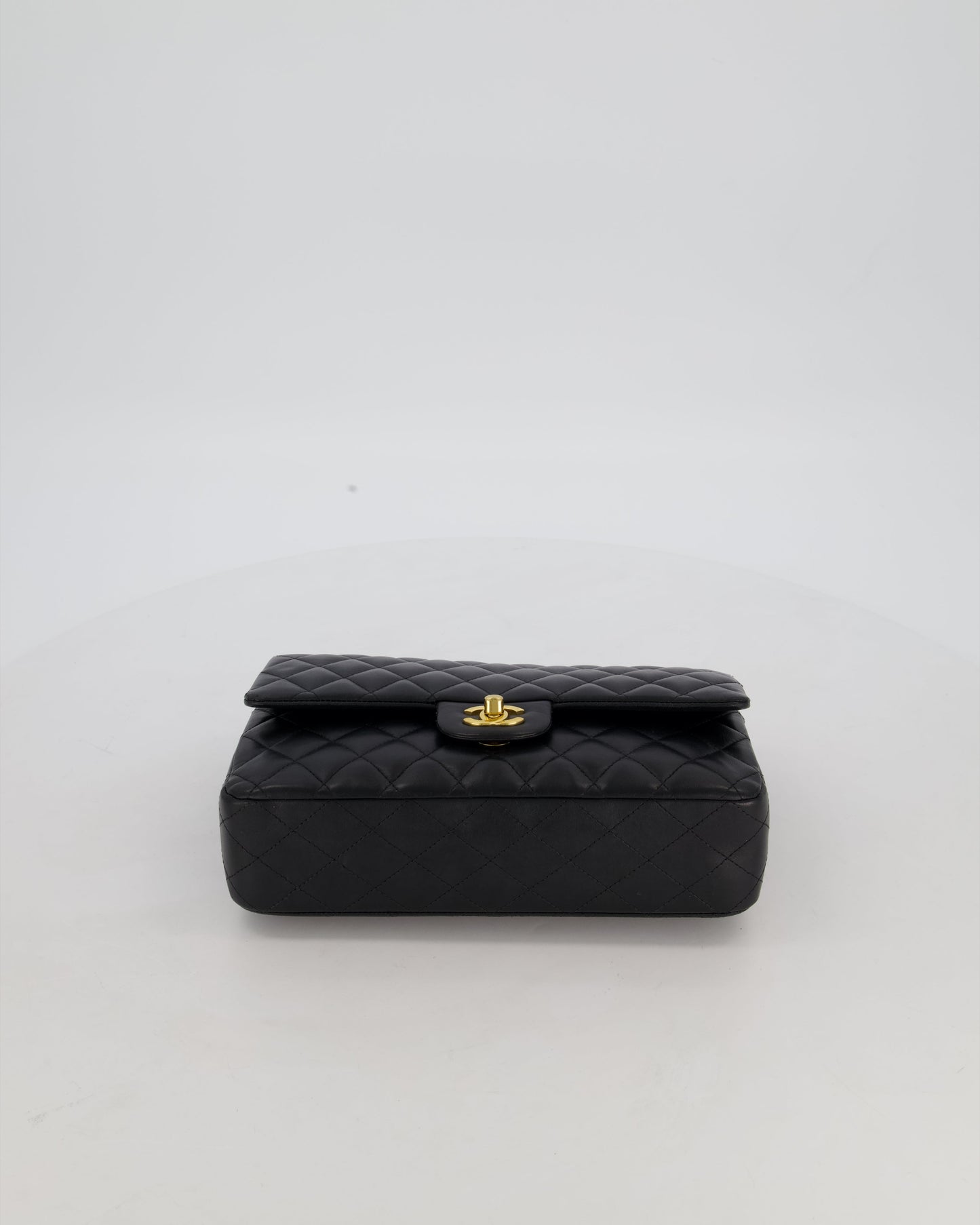 Chanel Black Medium Classic Double Flap Bag in Lambskin Leather with Gold Hardware