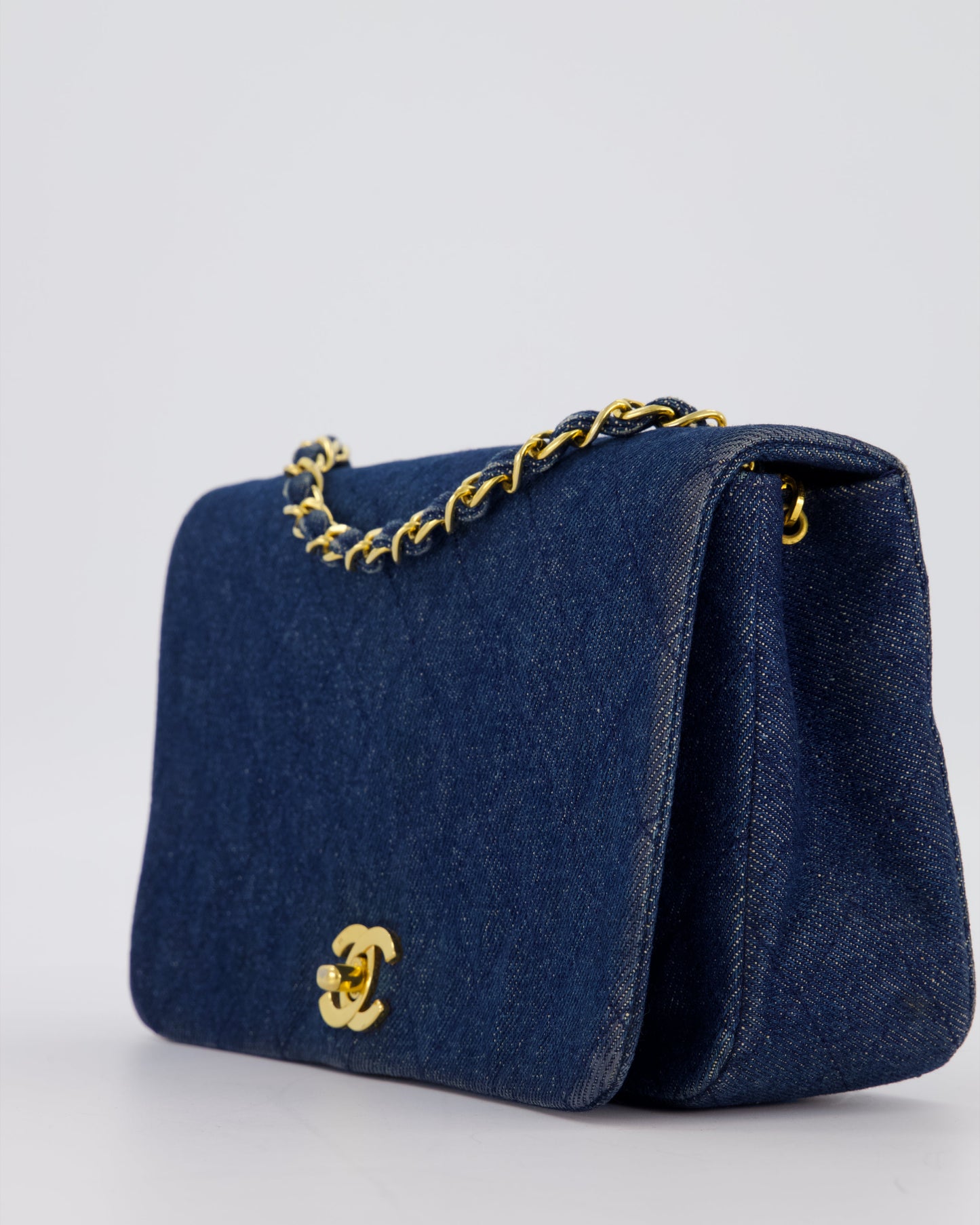 Chanel Single Chain Flap Bag in Quilted Denim with 24K Gold Hardware
