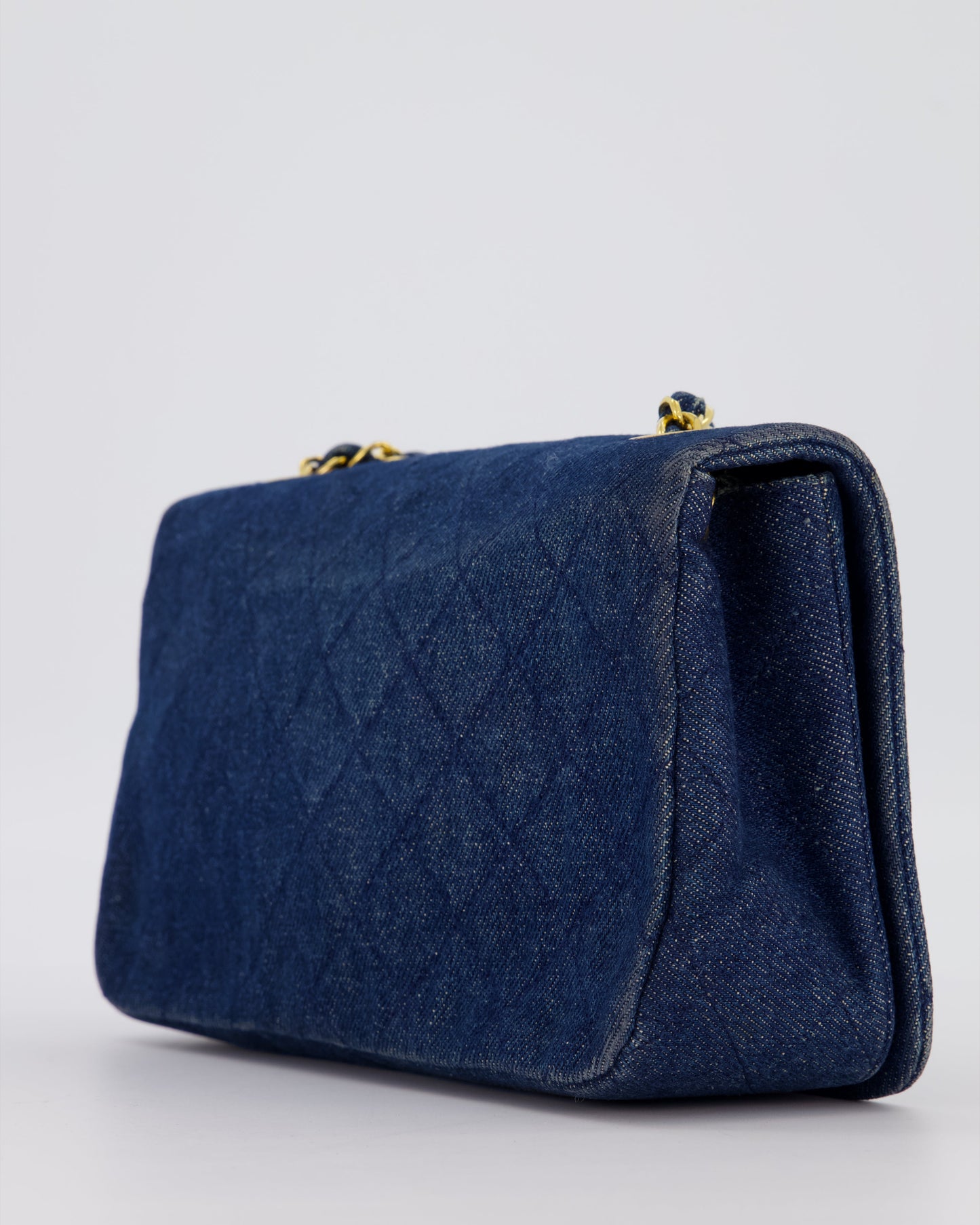 Chanel Single Chain Flap Bag in Quilted Denim with 24K Gold Hardware