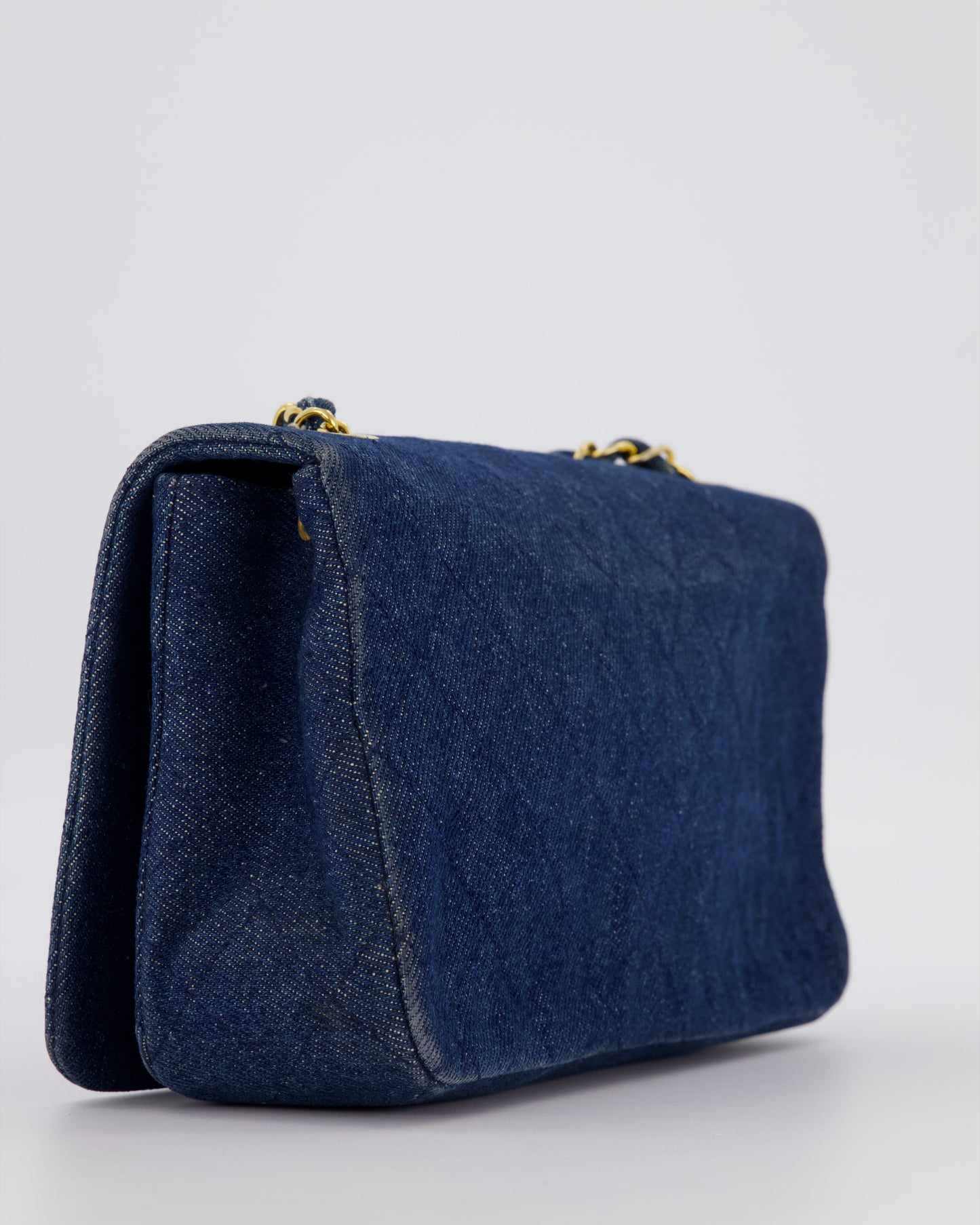 Chanel Single Chain Flap Bag in Quilted Denim with 24K Gold Hardware