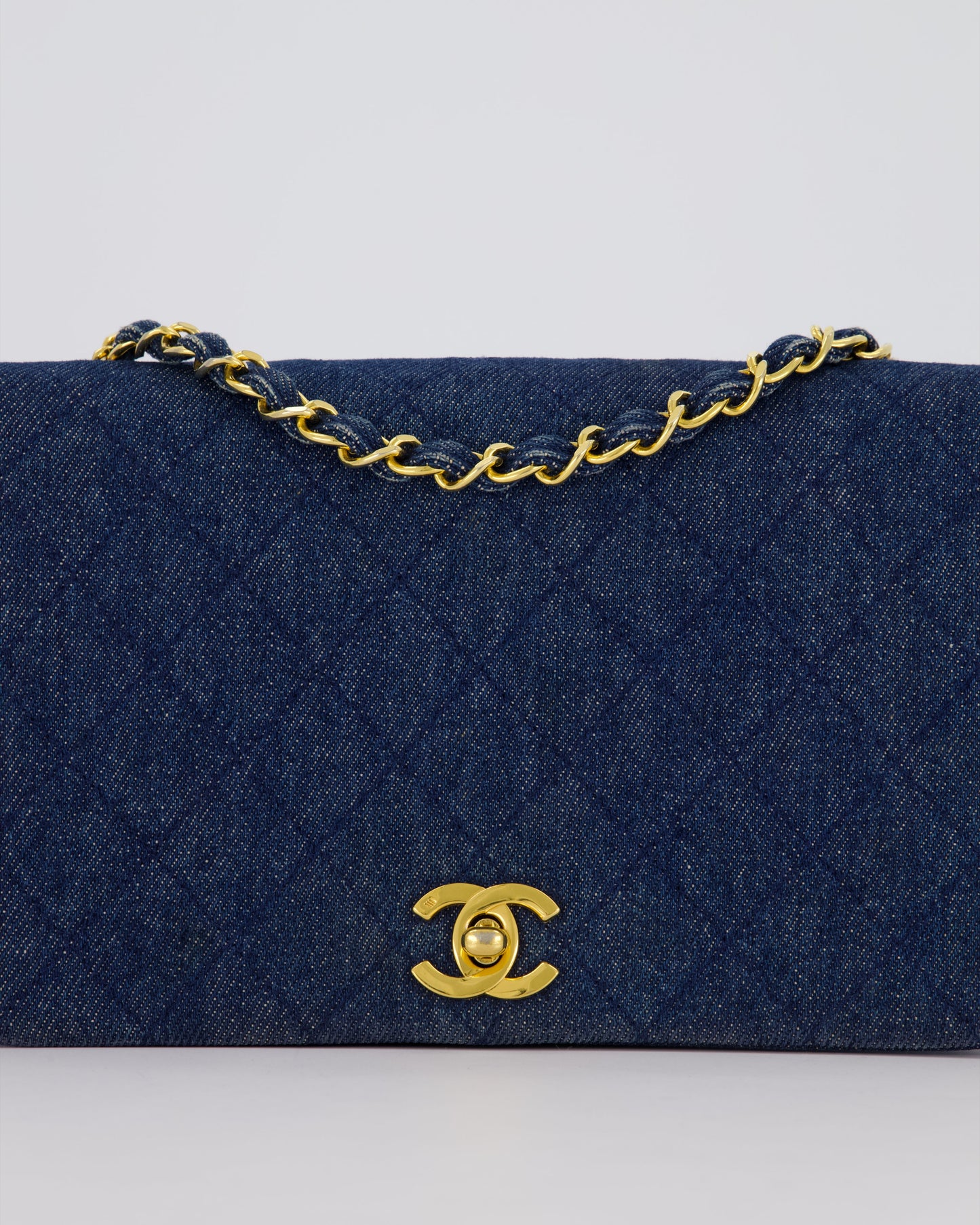 Chanel Single Chain Flap Bag in Quilted Denim with 24K Gold Hardware