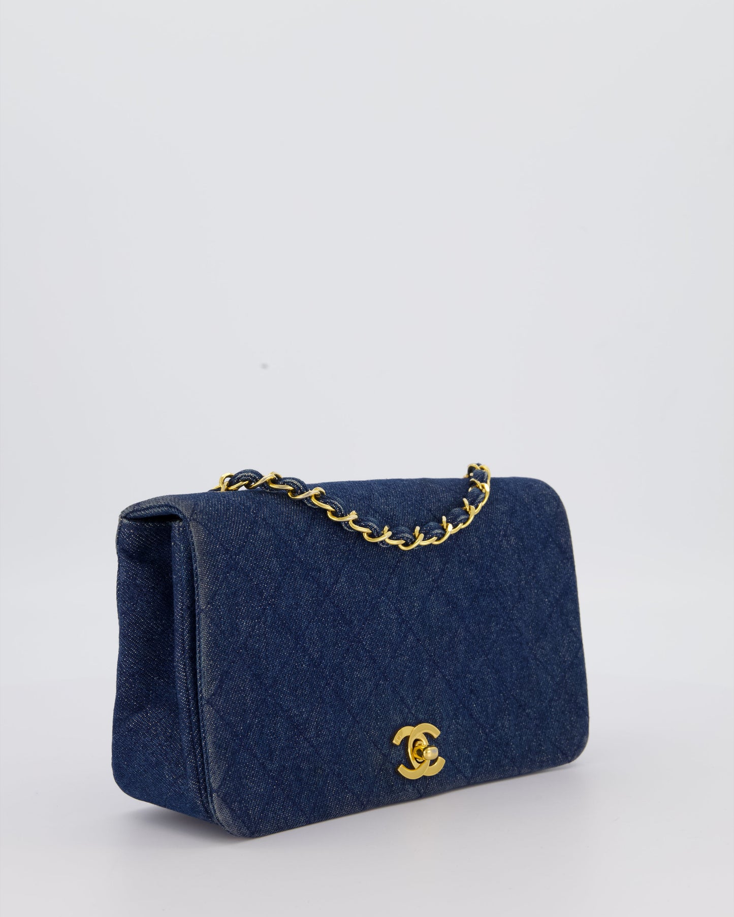 Chanel Single Chain Flap Bag in Quilted Denim with 24K Gold Hardware