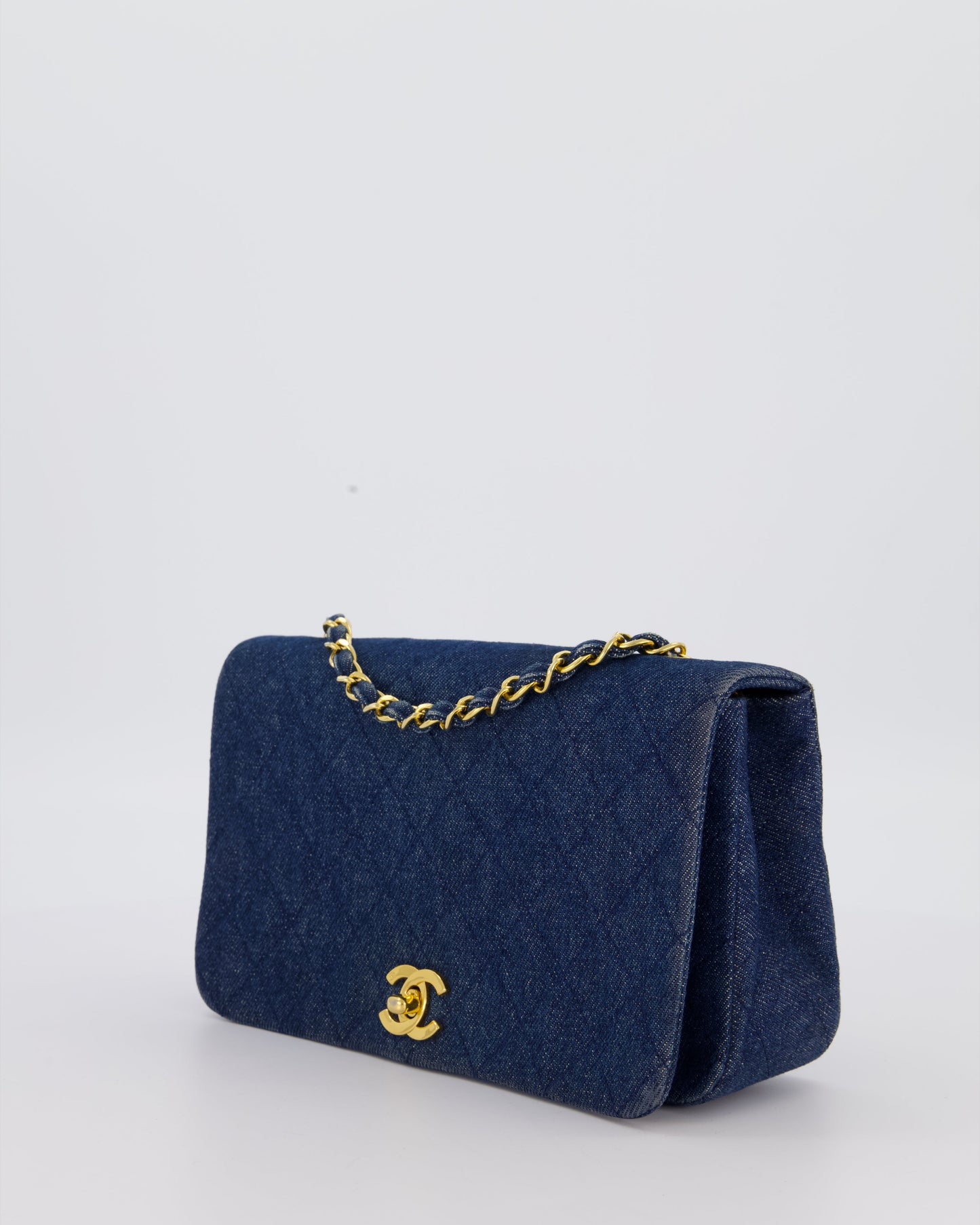 Chanel Single Chain Flap Bag in Quilted Denim with 24K Gold Hardware