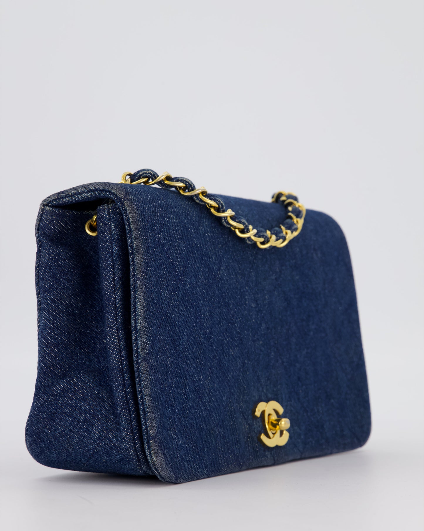 Chanel Single Chain Flap Bag in Quilted Denim with 24K Gold Hardware