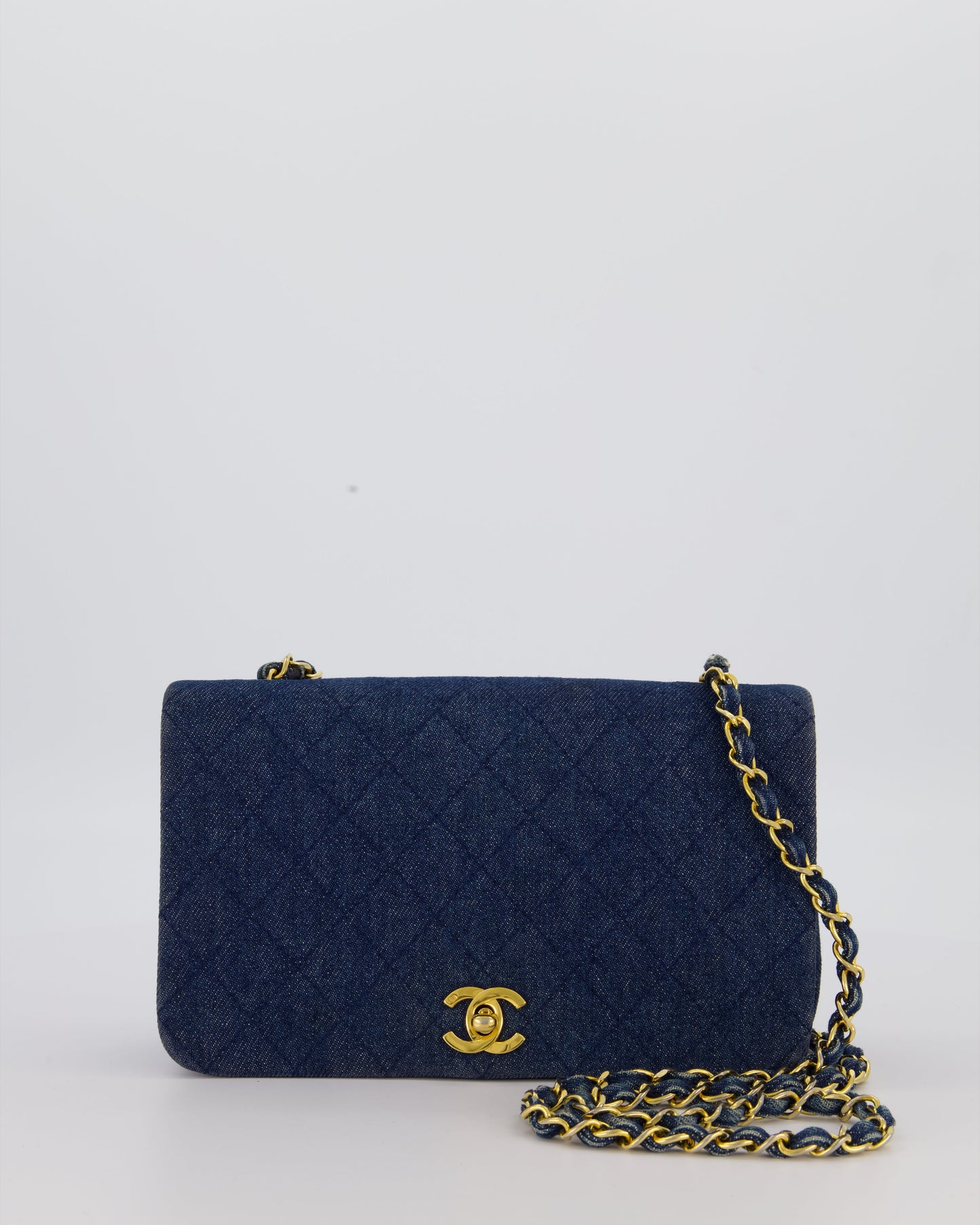 Chanel Single Chain Flap Bag in Quilted Denim with 24K Gold Hardware