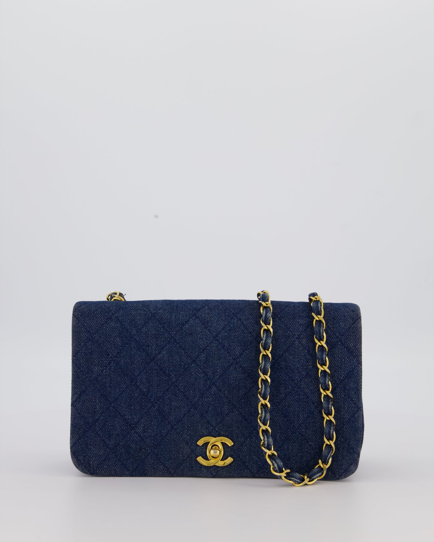 Chanel Single Chain Flap Bag in Quilted Denim with 24K Gold Hardware