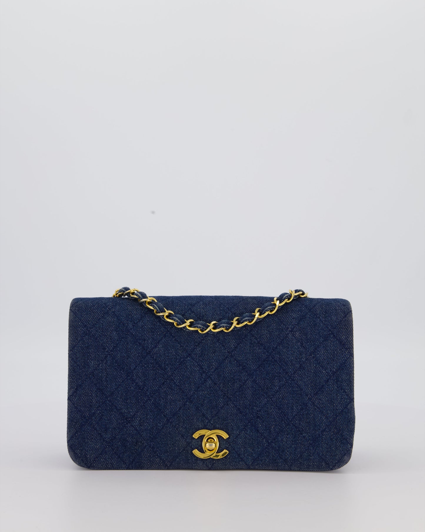 Chanel Single Chain Flap Bag in Quilted Denim with 24K Gold Hardware