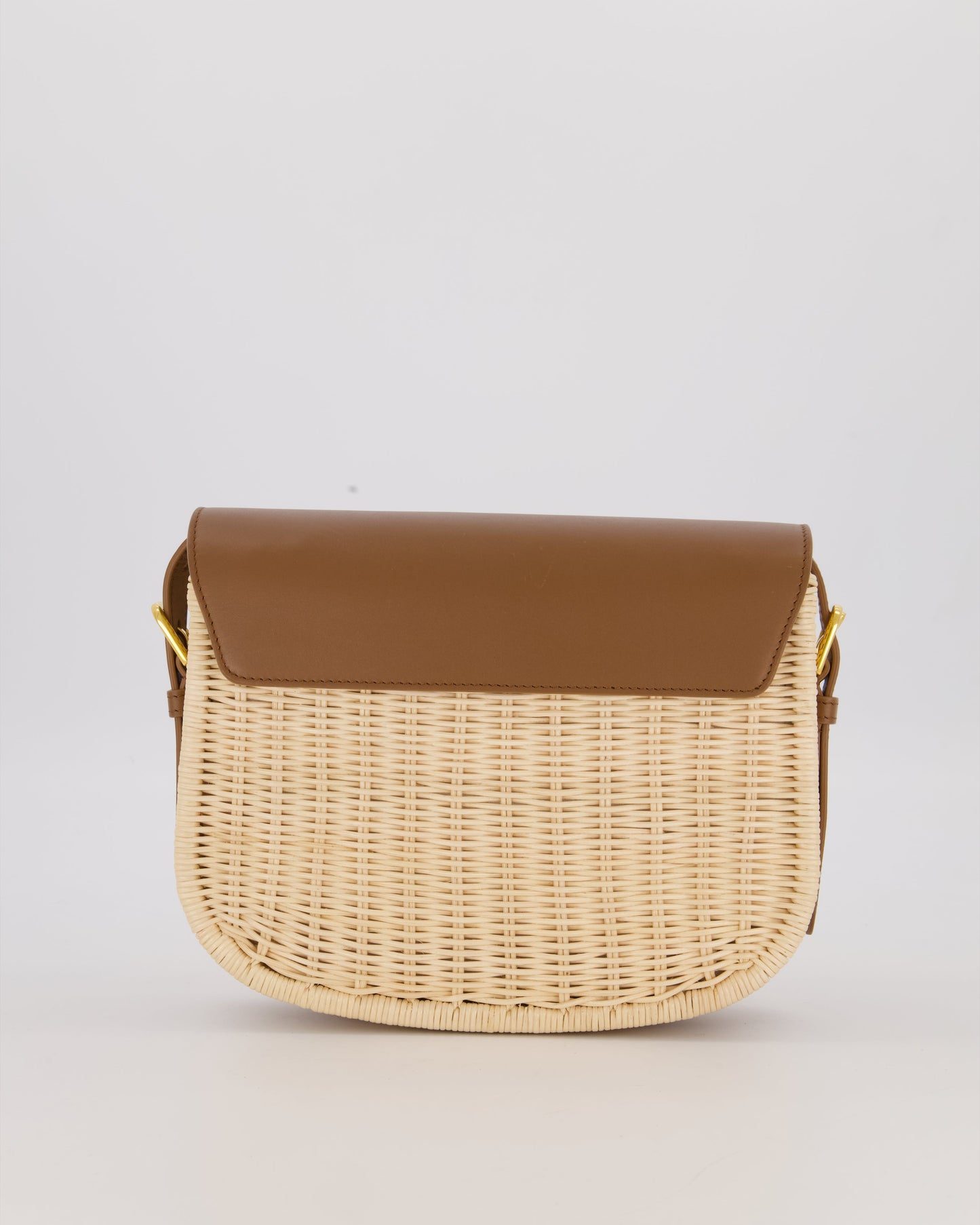 Christian Dior Medium Bobby Bag in Brown Calfskin and Wicker with Gold Hardware