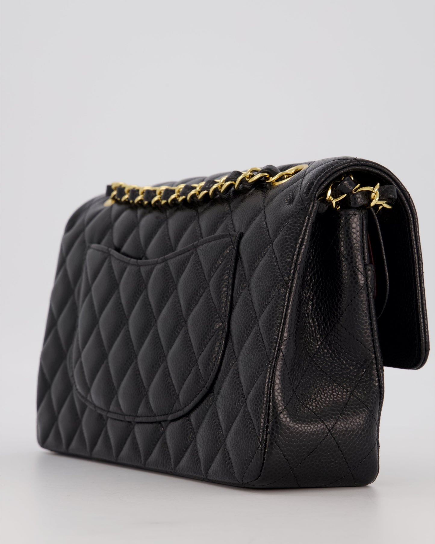 Chanel Black Classic Medium Double Flap Bag in Caviar Leather with Gold Hardware