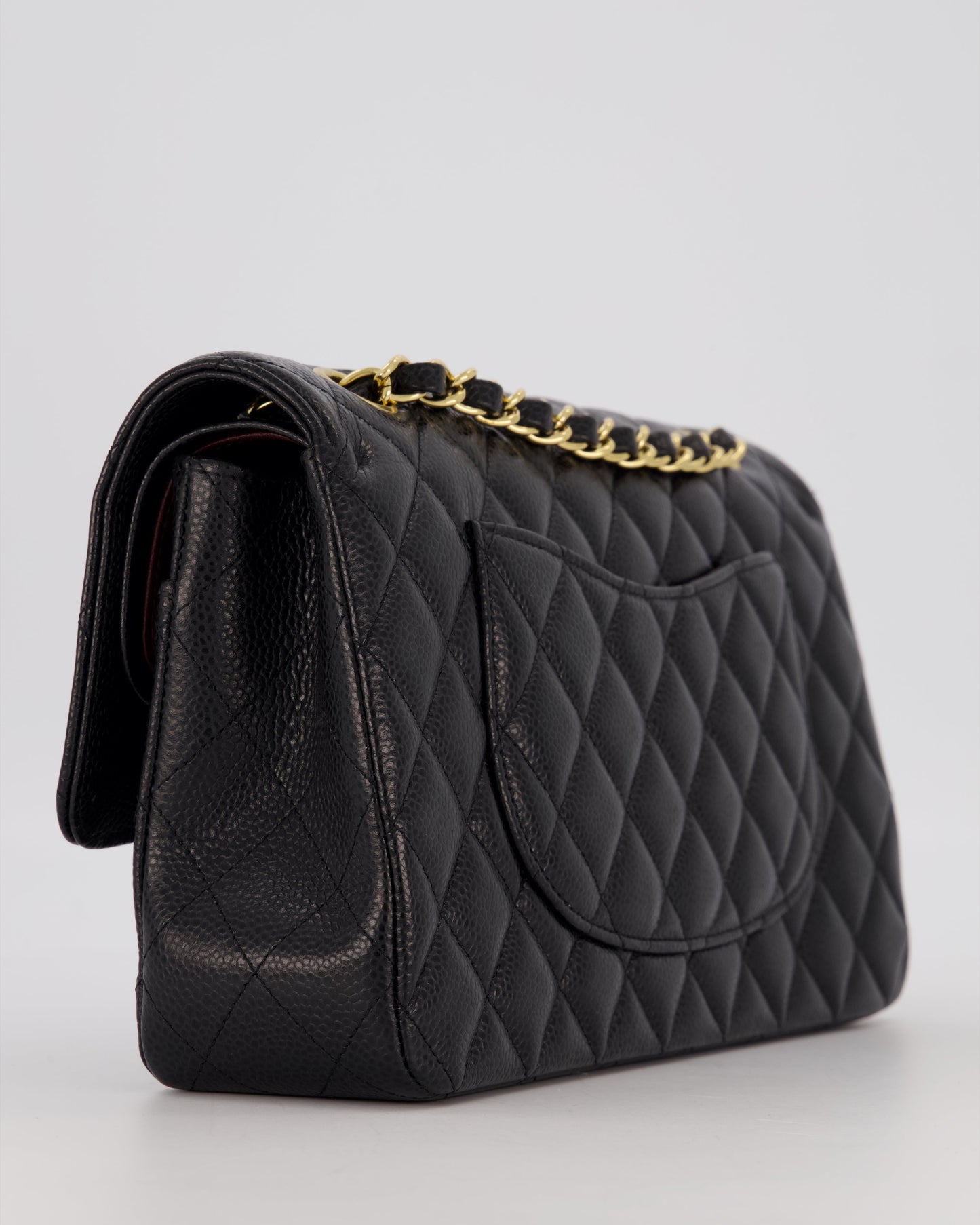 Chanel Black Classic Medium Double Flap Bag in Caviar Leather with Gold Hardware