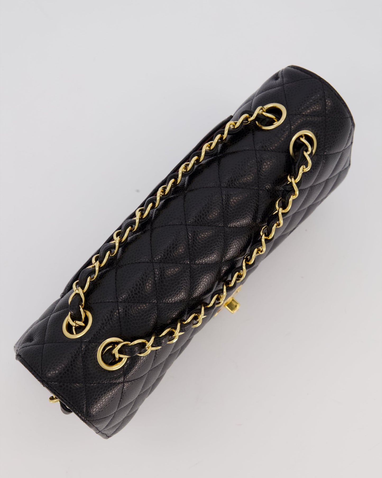Chanel Black Classic Medium Double Flap Bag in Caviar Leather with Gold Hardware