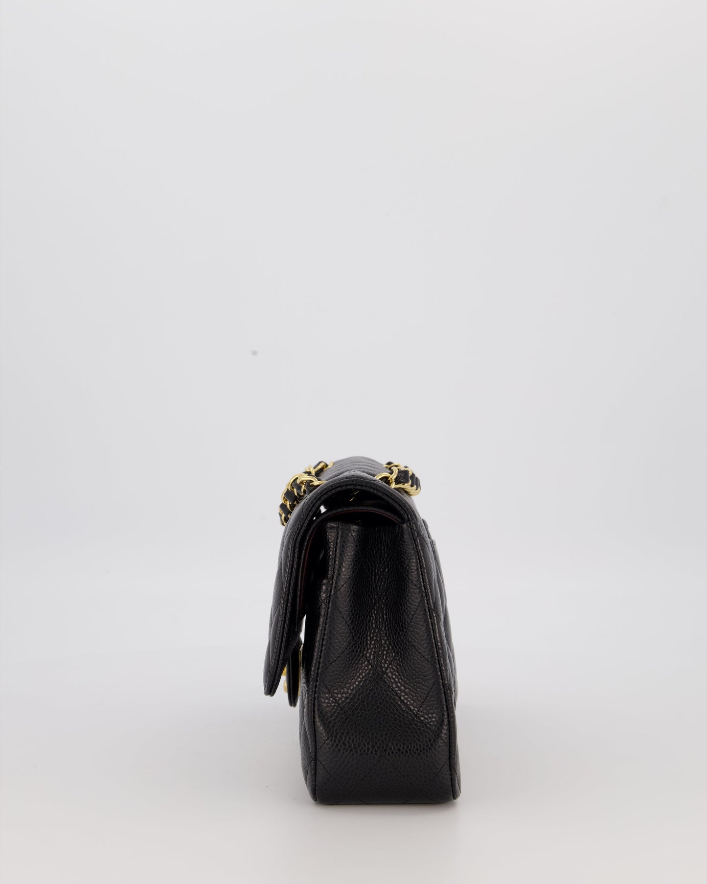 Chanel Black Classic Medium Double Flap Bag in Caviar Leather with Gold Hardware