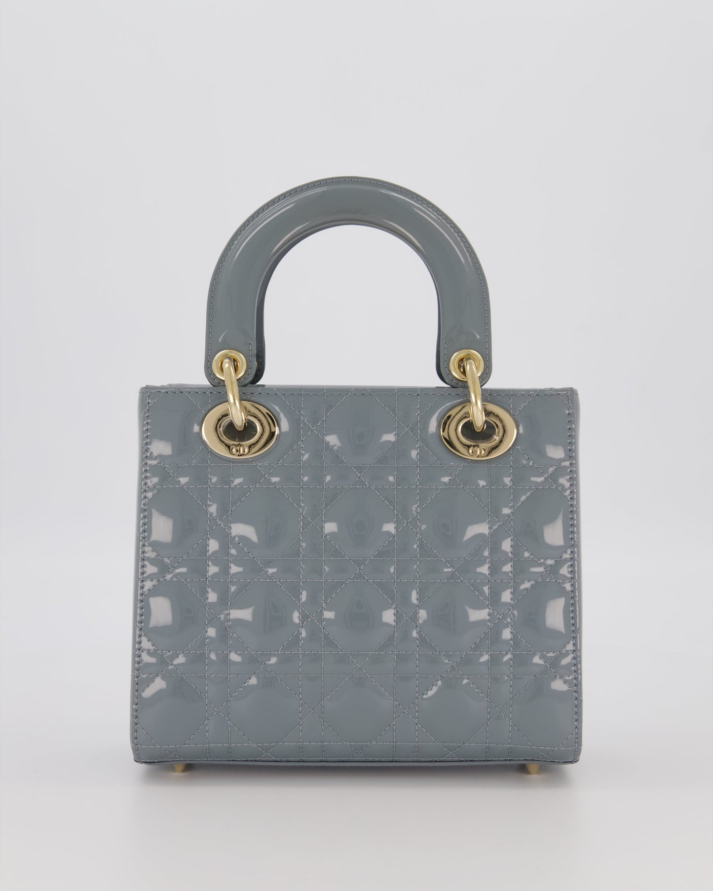Christian Dior Cloud Blue Small Lady Dior in Cannage Patent Leather with Gold Hardware