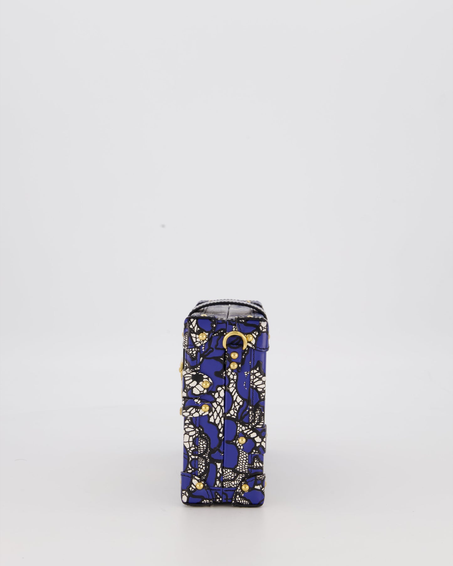 Louis Vuitton Blue Lace Floral Petite Malle Bag in Calfskin Leather With Gold Hardware