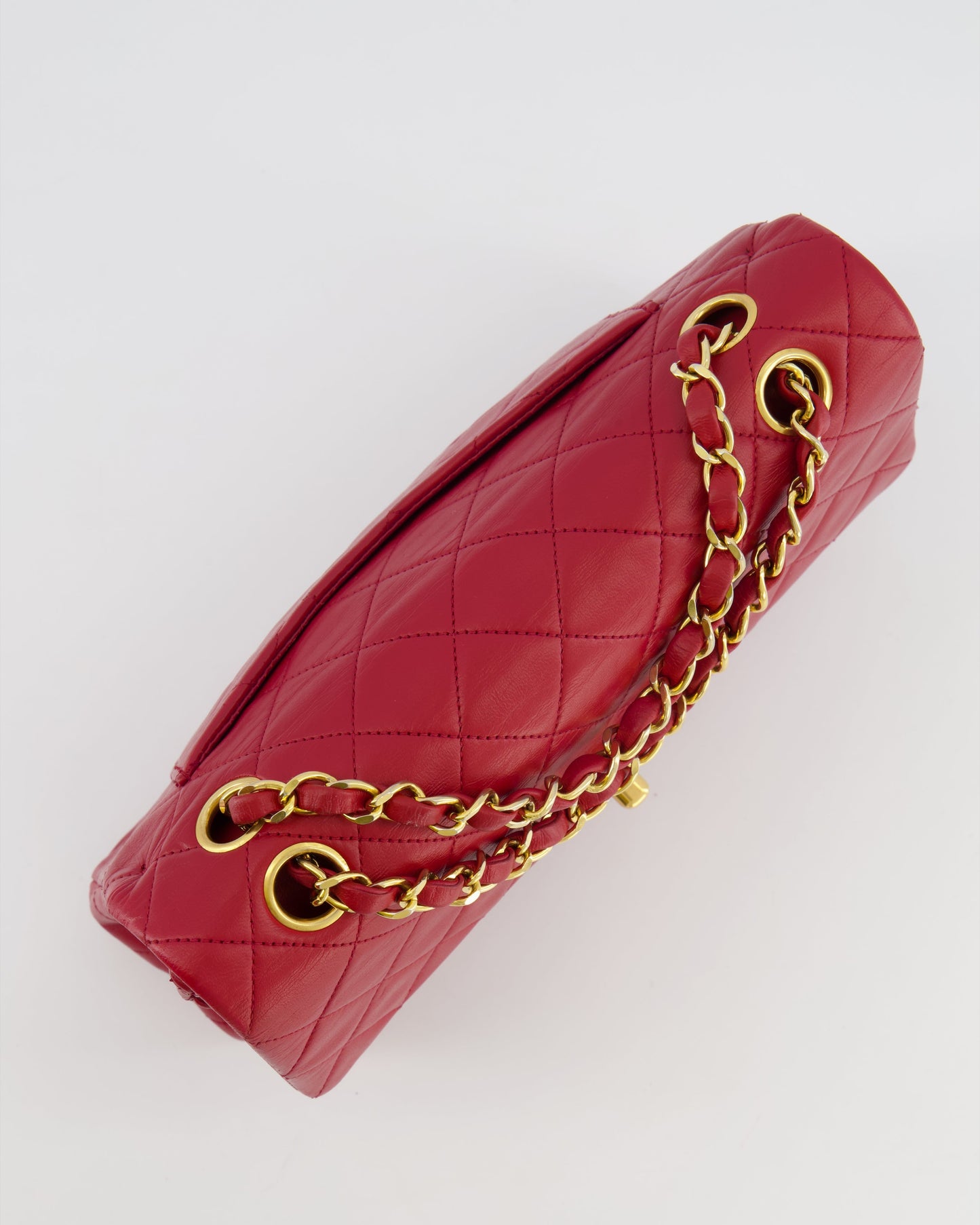 Chanel Small Classic Double Flap Bag in Red Lambskin Leather with 24K Gold Hardware