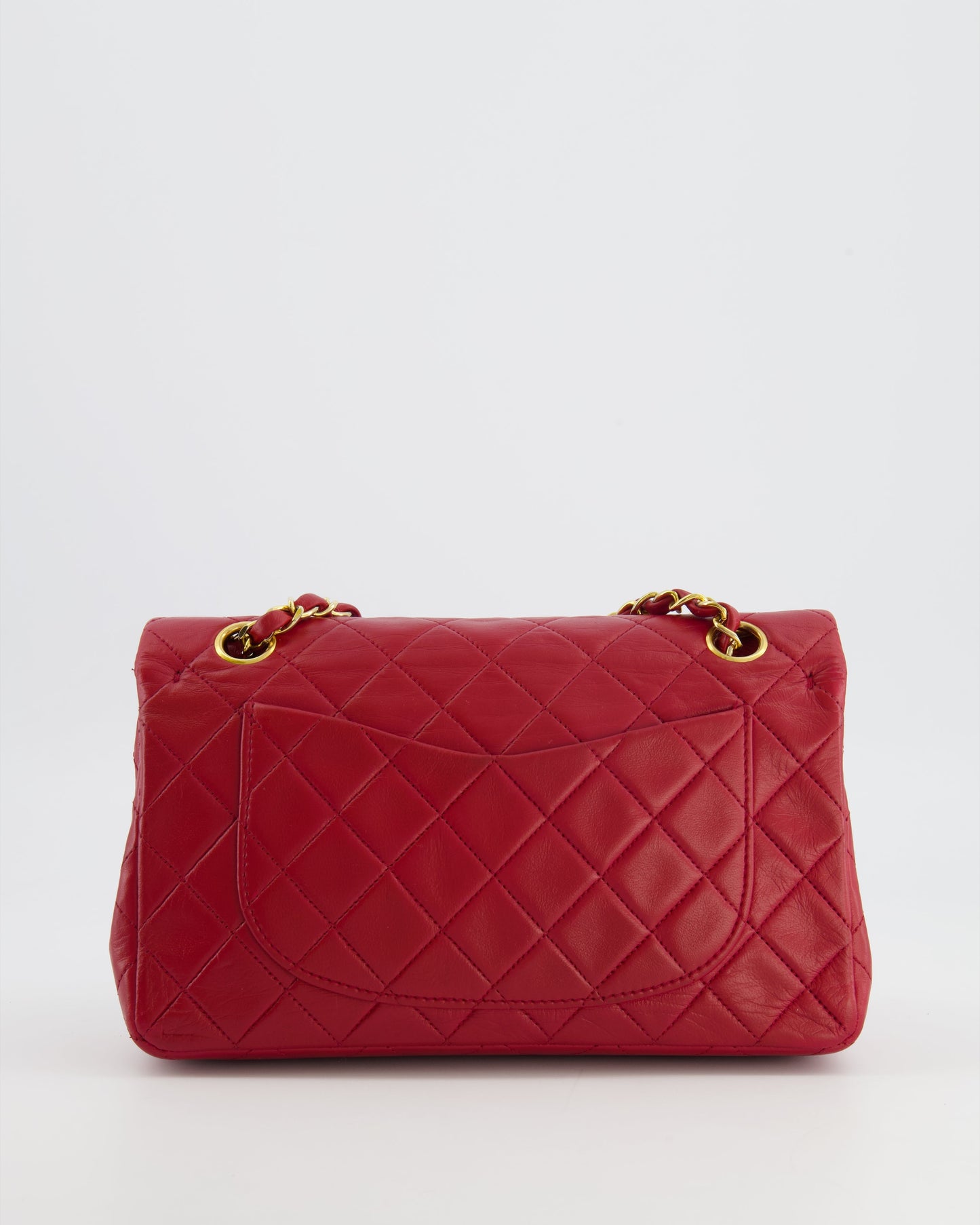 Chanel Small Classic Double Flap Bag in Red Lambskin Leather with 24K Gold Hardware