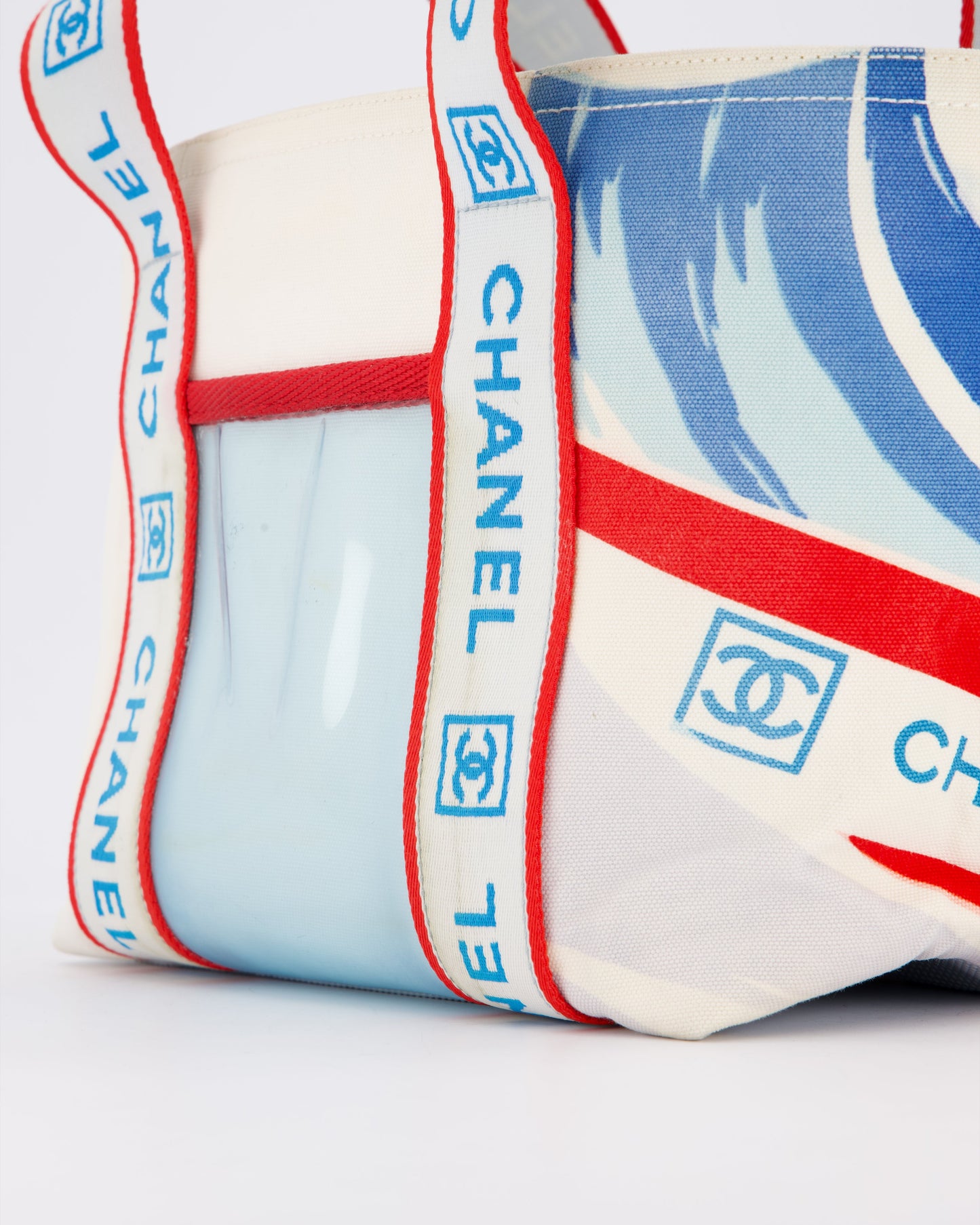 Chanel Sport Line Canvas Tote Bag with CC Logo Straps and Front Pocket
