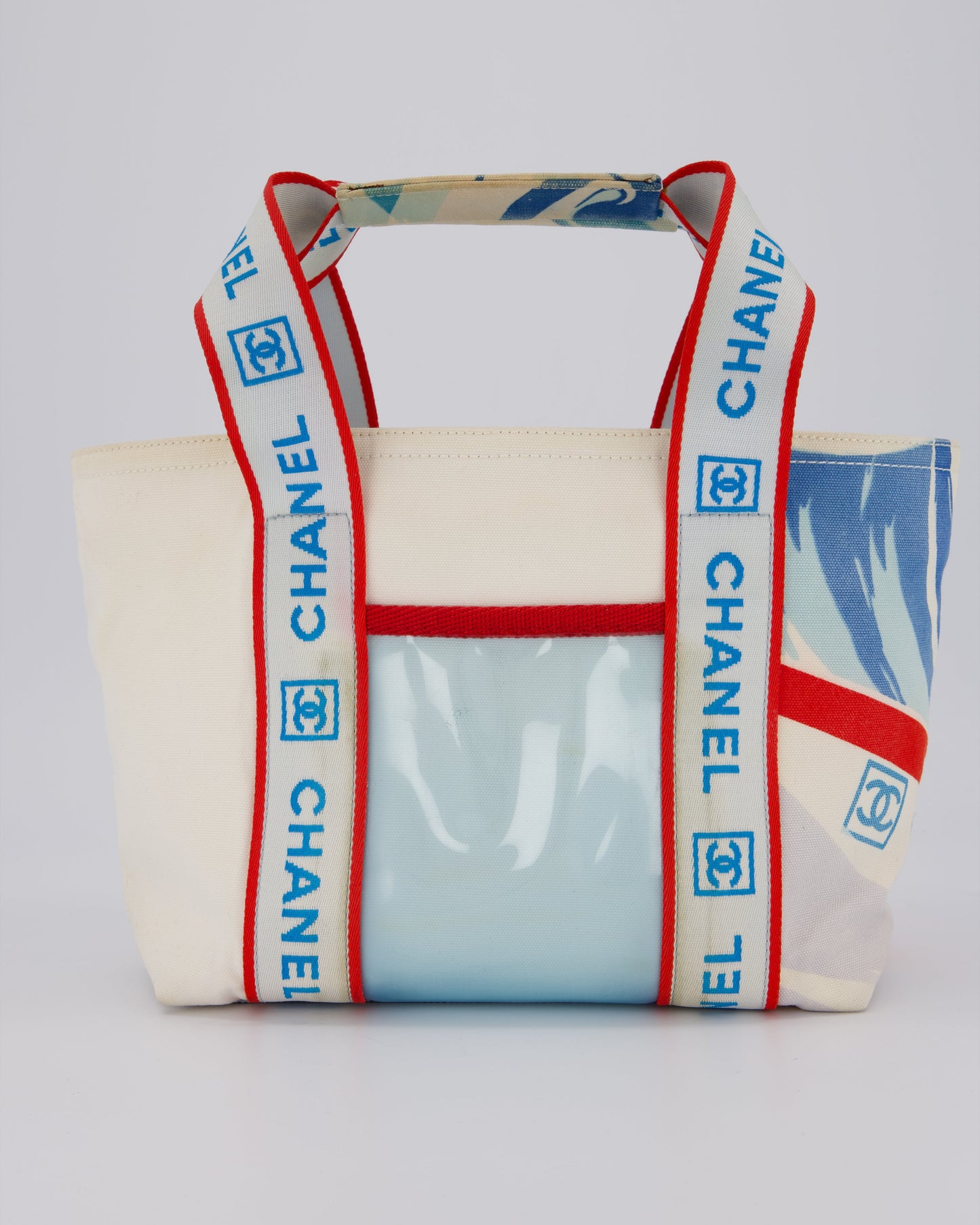 Chanel Sport Line Canvas Tote Bag with CC Logo Straps and Front Pocket