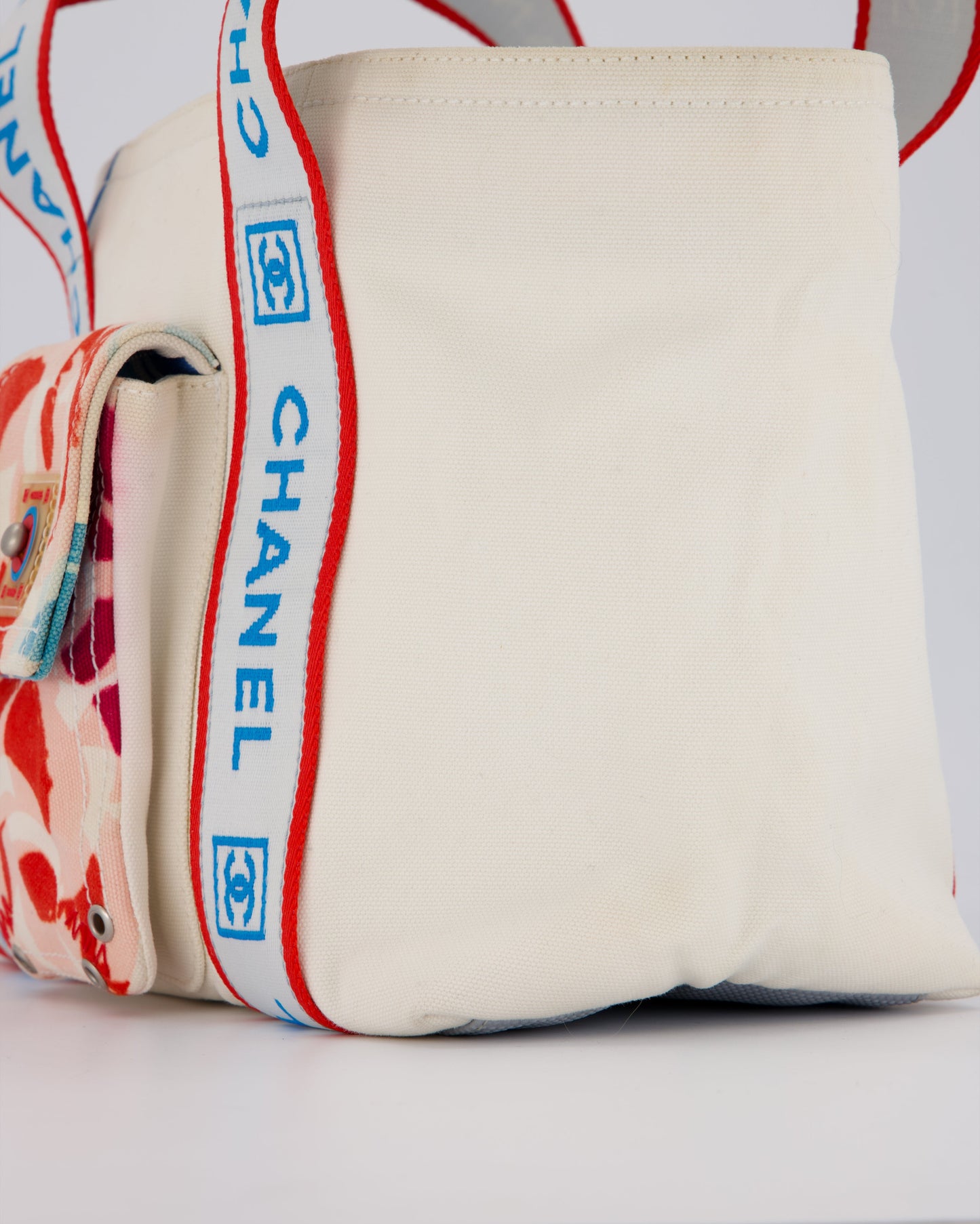 Chanel Sport Line Canvas Tote Bag with CC Logo Straps and Front Pocket