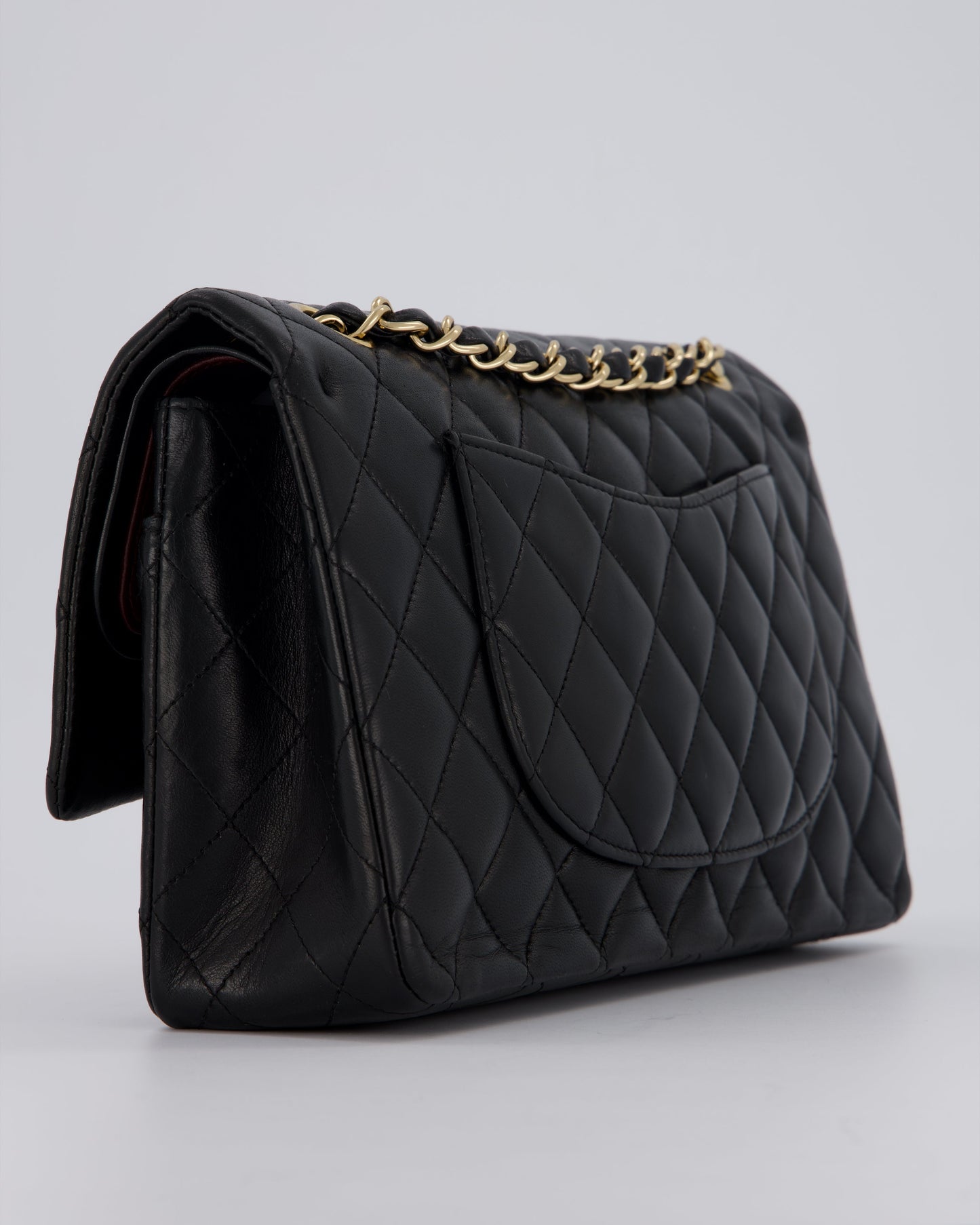 Chanel Black Classic Medium Double Flap Bag in Lambskin Leather with Gold Hardware