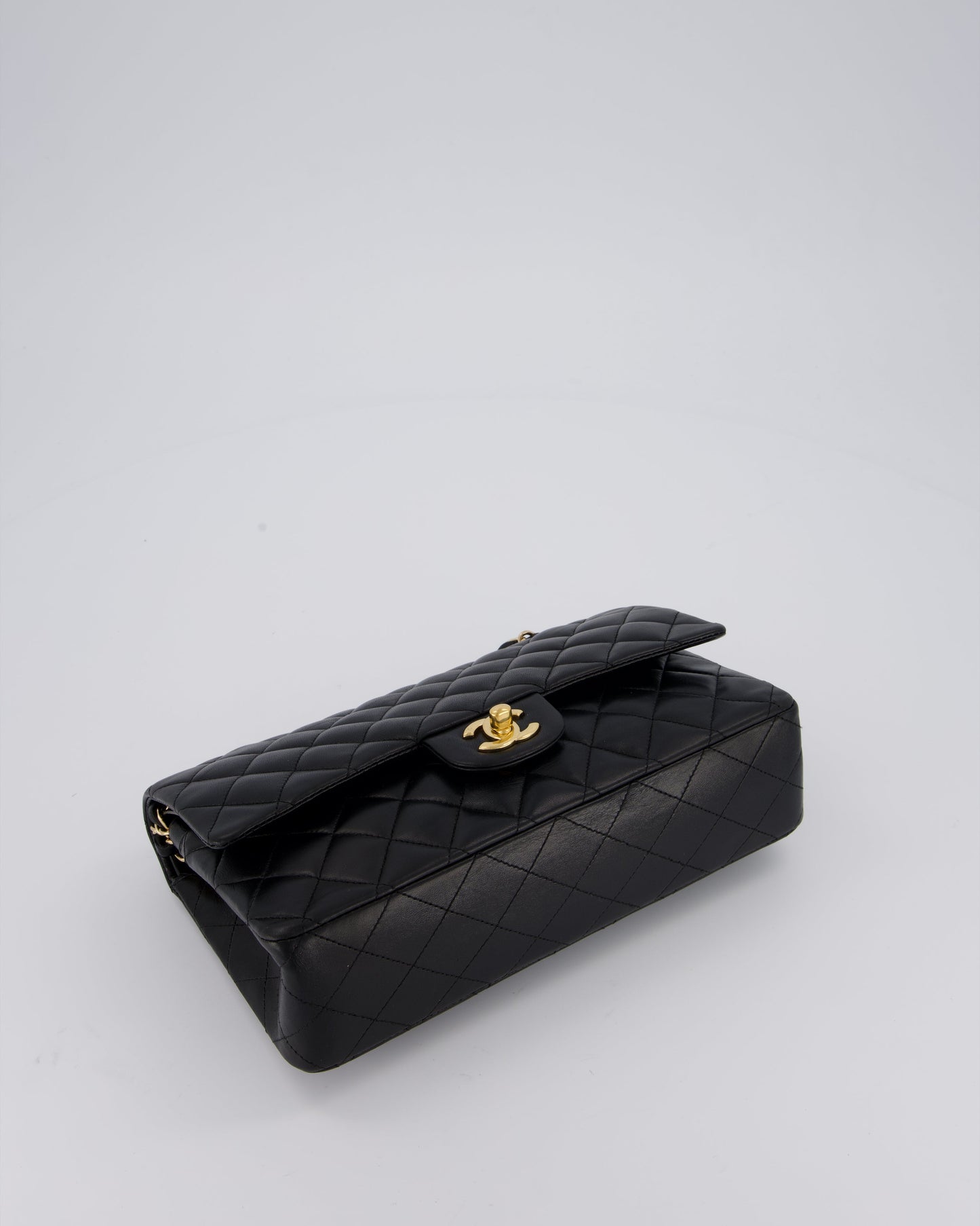 Chanel Black Classic Medium Double Flap Bag in Lambskin Leather with Gold Hardware