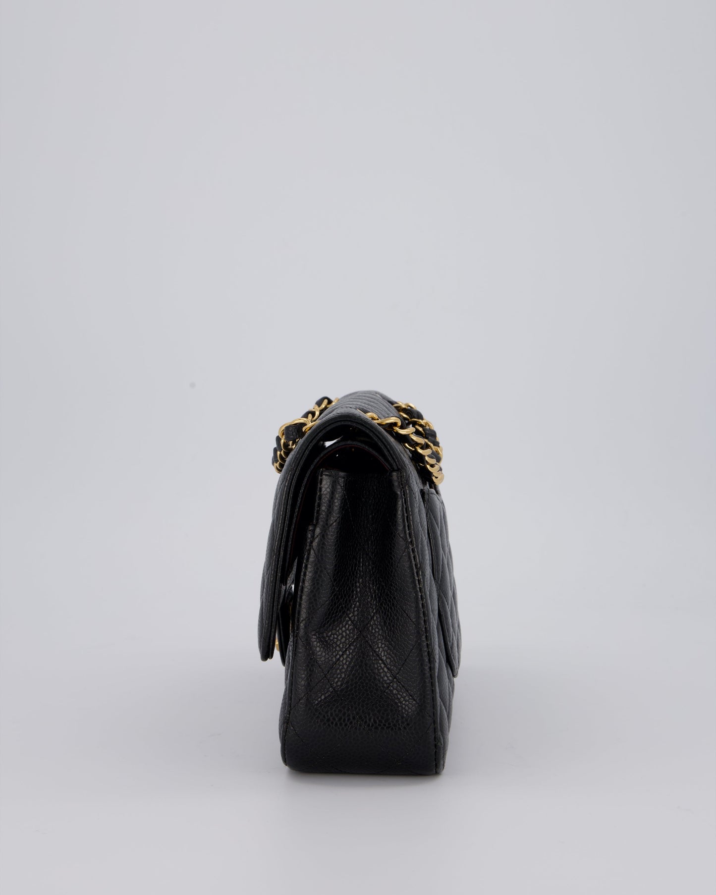 Chanel Black Classic Medium Double Flap Bag in Caviar Leather with Gold Hardware
