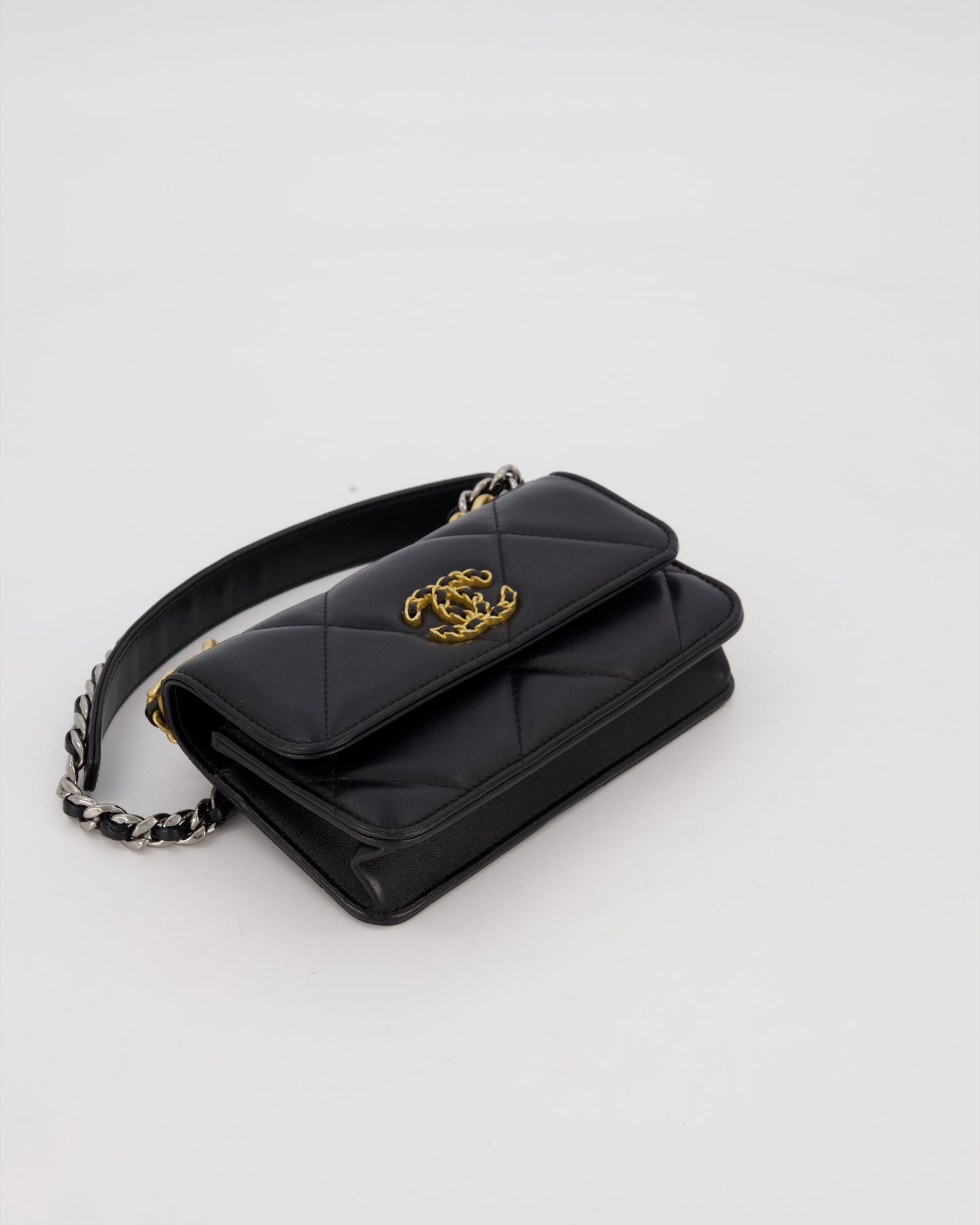 Chanel 19 Black Wallet On Chain in Lambskin Leather with Mixed Gold Hardware