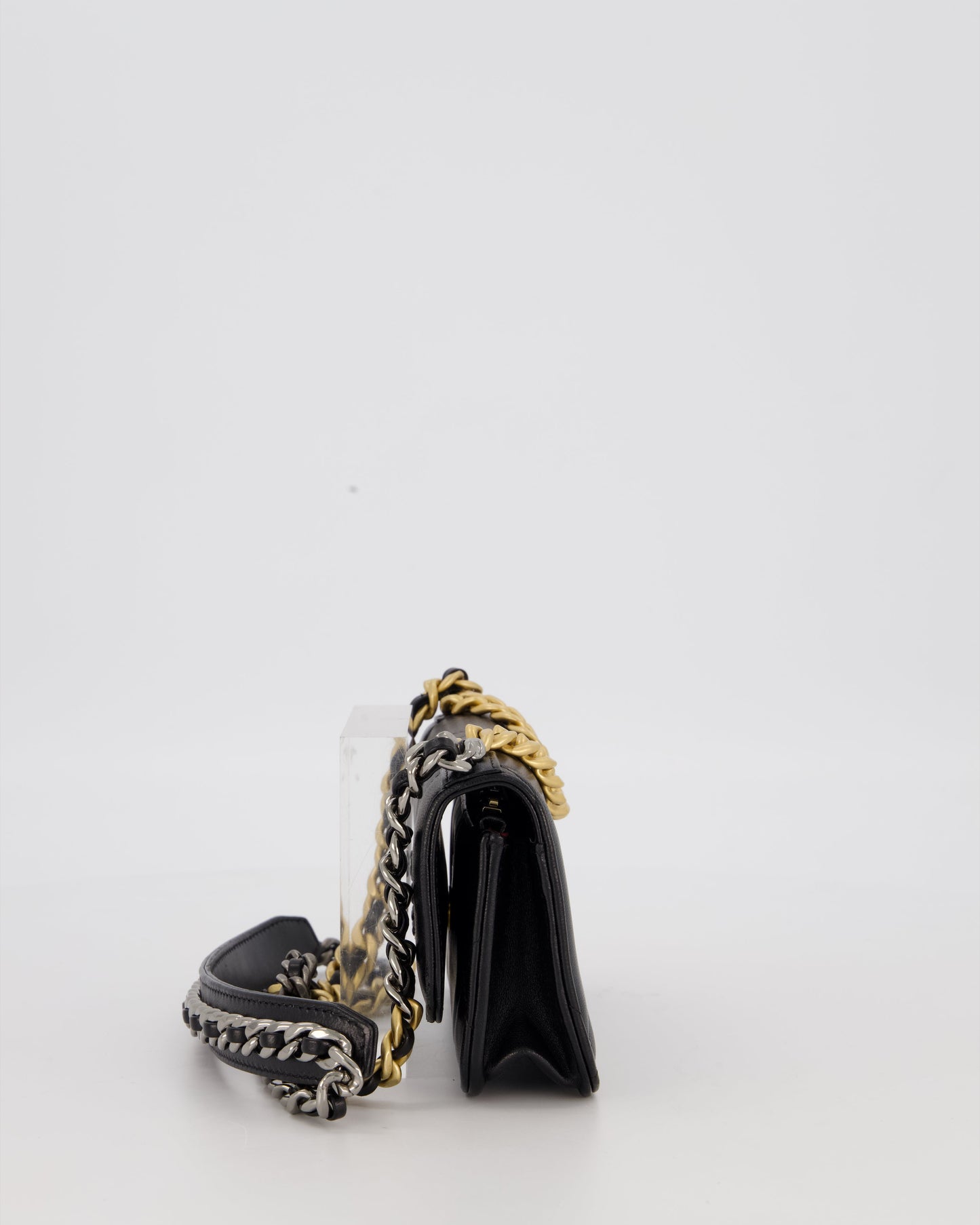 Chanel 19 Black Wallet On Chain in Lambskin Leather with Mixed Gold Hardware