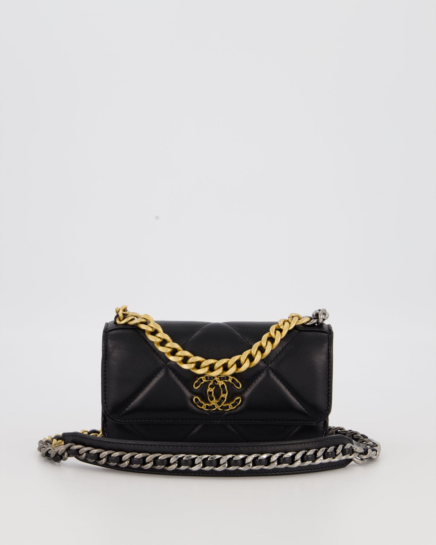 Chanel 19 Black Wallet On Chain in Lambskin Leather with Mixed Gold Hardware
