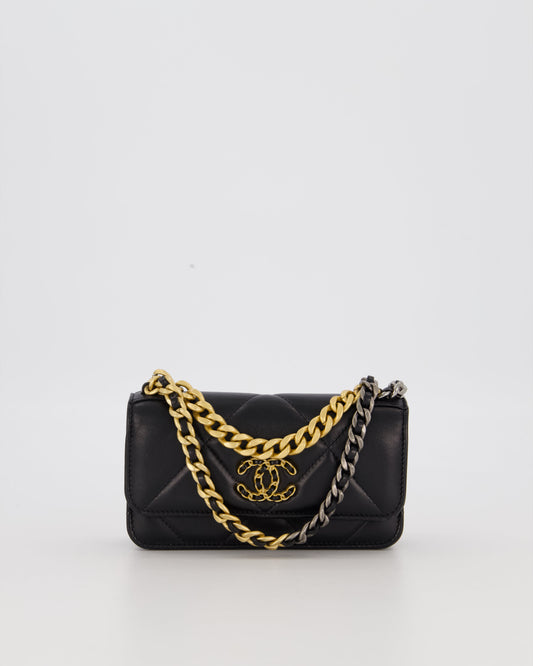 Chanel 19 Black Wallet On Chain in Lambskin Leather with Mixed Gold Hardware