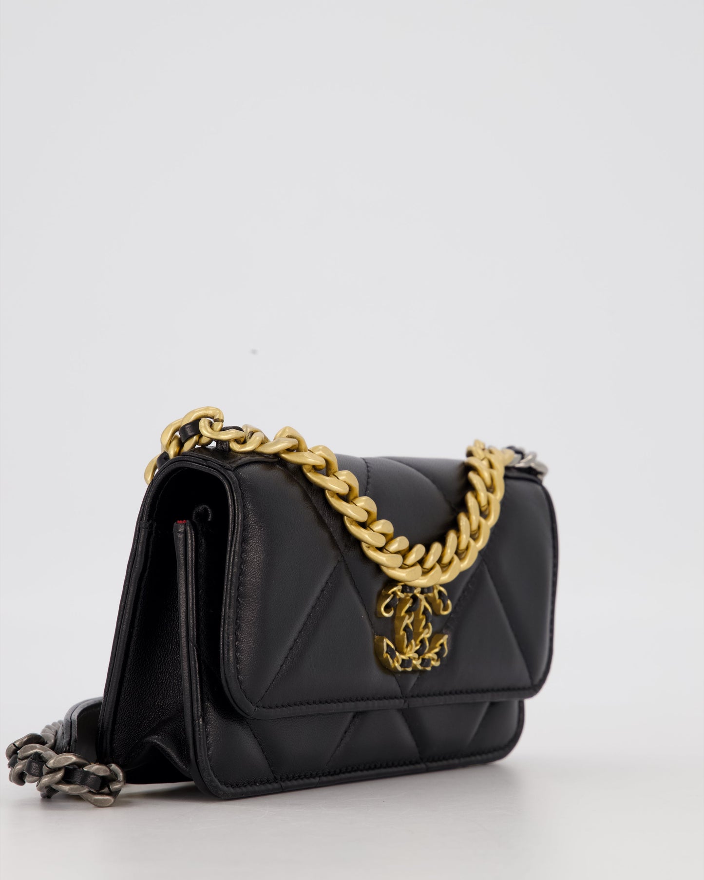 Chanel 19 Black Wallet On Chain in Lambskin Leather with Mixed Gold Hardware