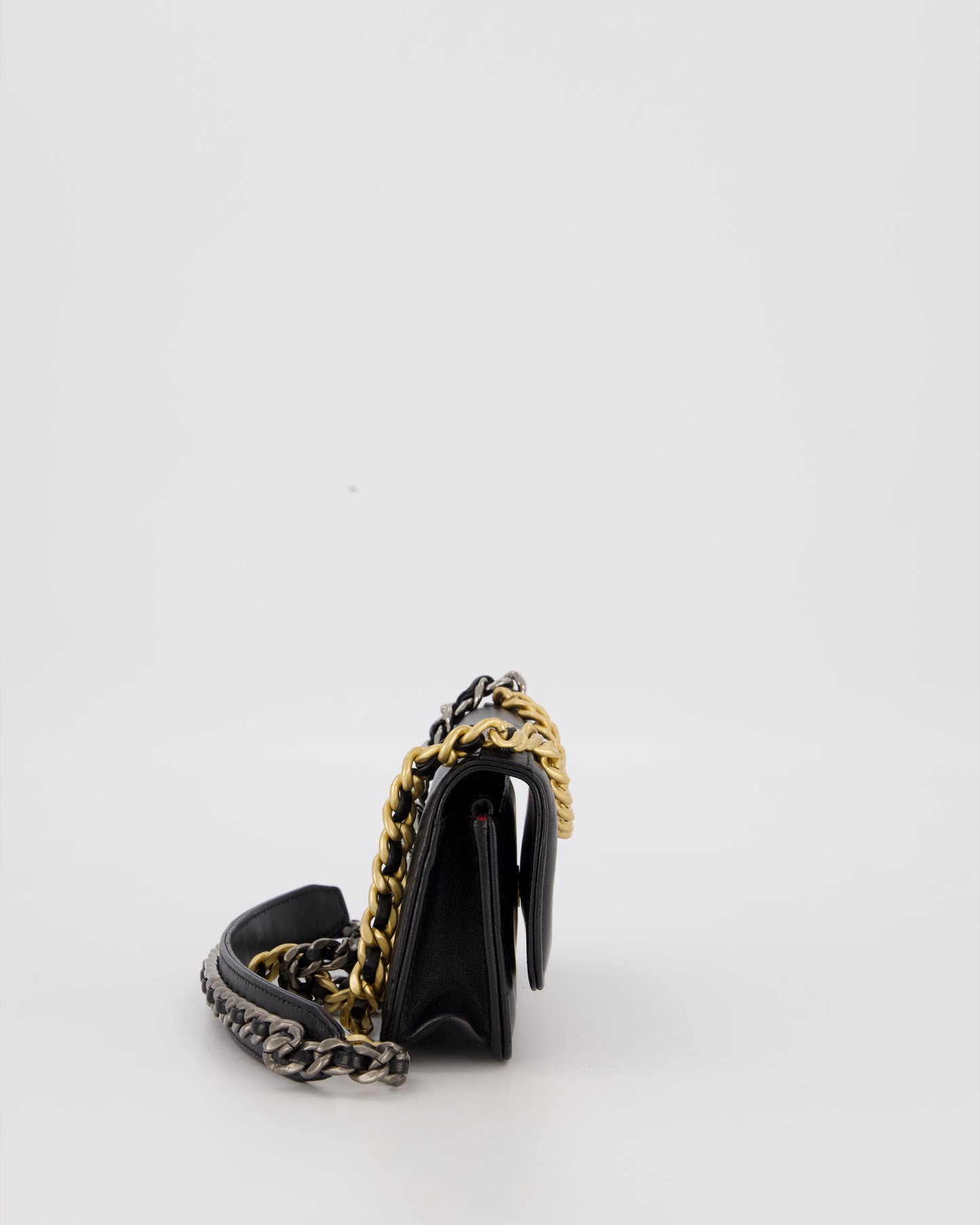 Chanel 19 Black Wallet On Chain in Lambskin Leather with Mixed Gold Hardware