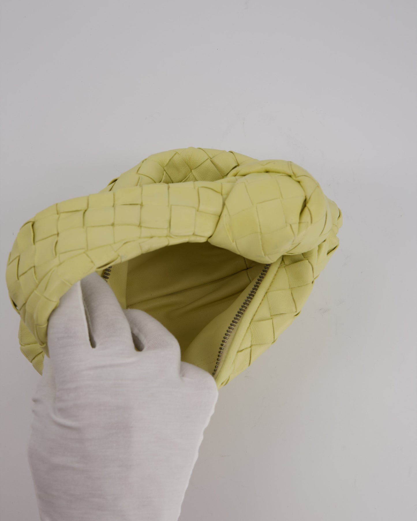 Bottega Veneta Yellow Mini Jodie Bag in Intrecciato Leather with Silver Hardware