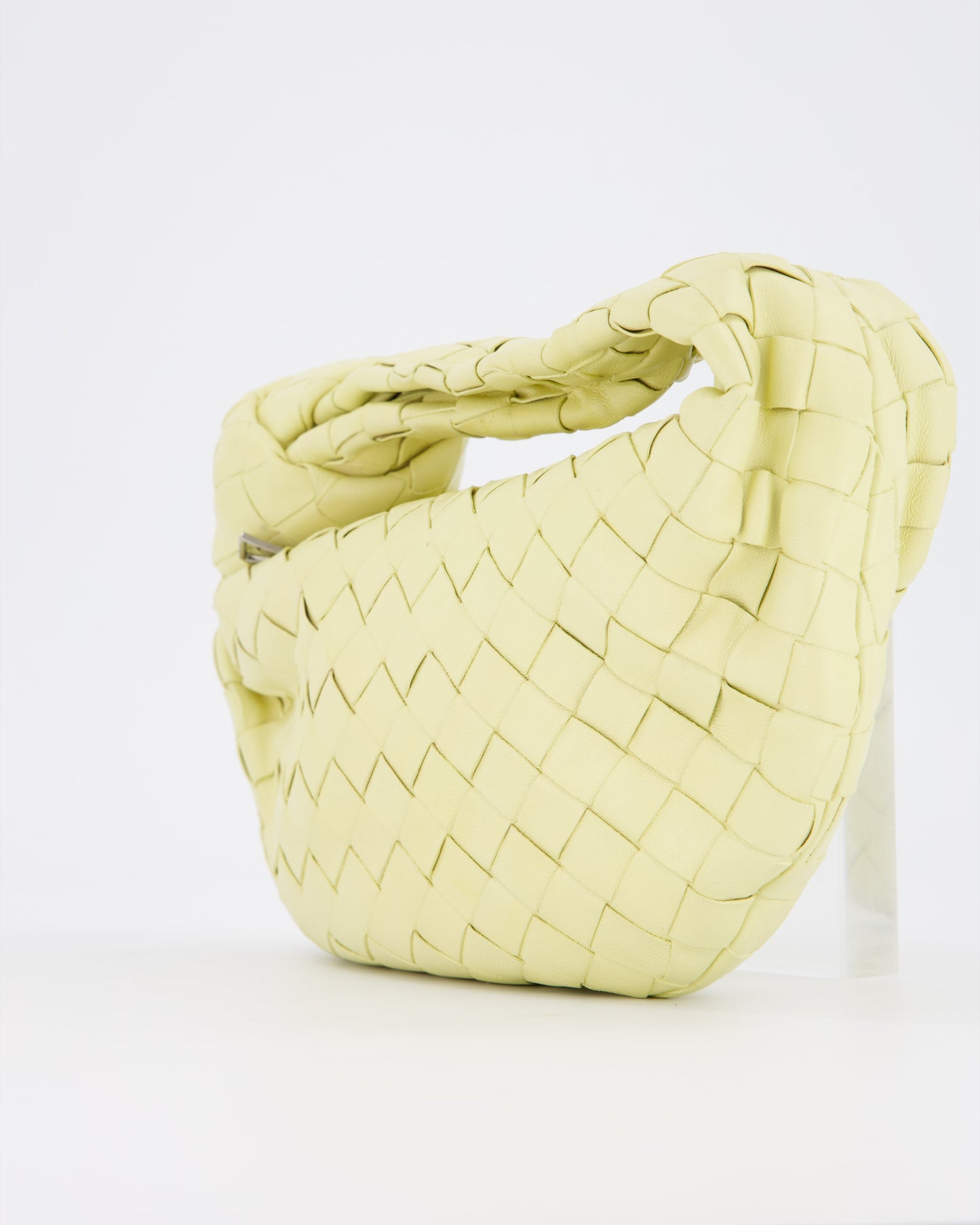 Bottega Veneta Yellow Mini Jodie Bag in Intrecciato Leather with Silver Hardware