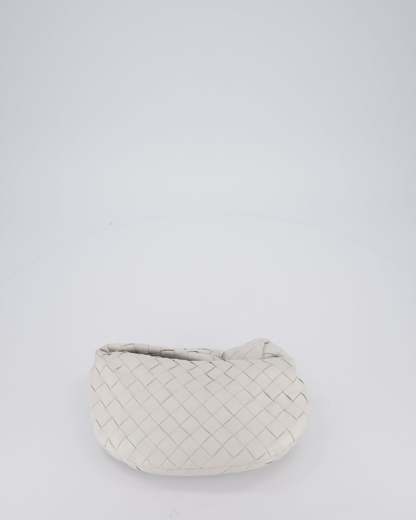 Bottega Veneta White Mini Jodie Bag in Intrecciato Leather with Gold Hardware