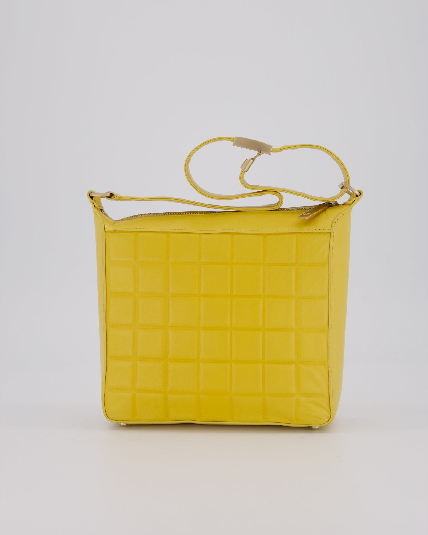 Chanel Chocolate Bar Shoulder Bag in Yellow Lambskin Leather with Gold Hardware