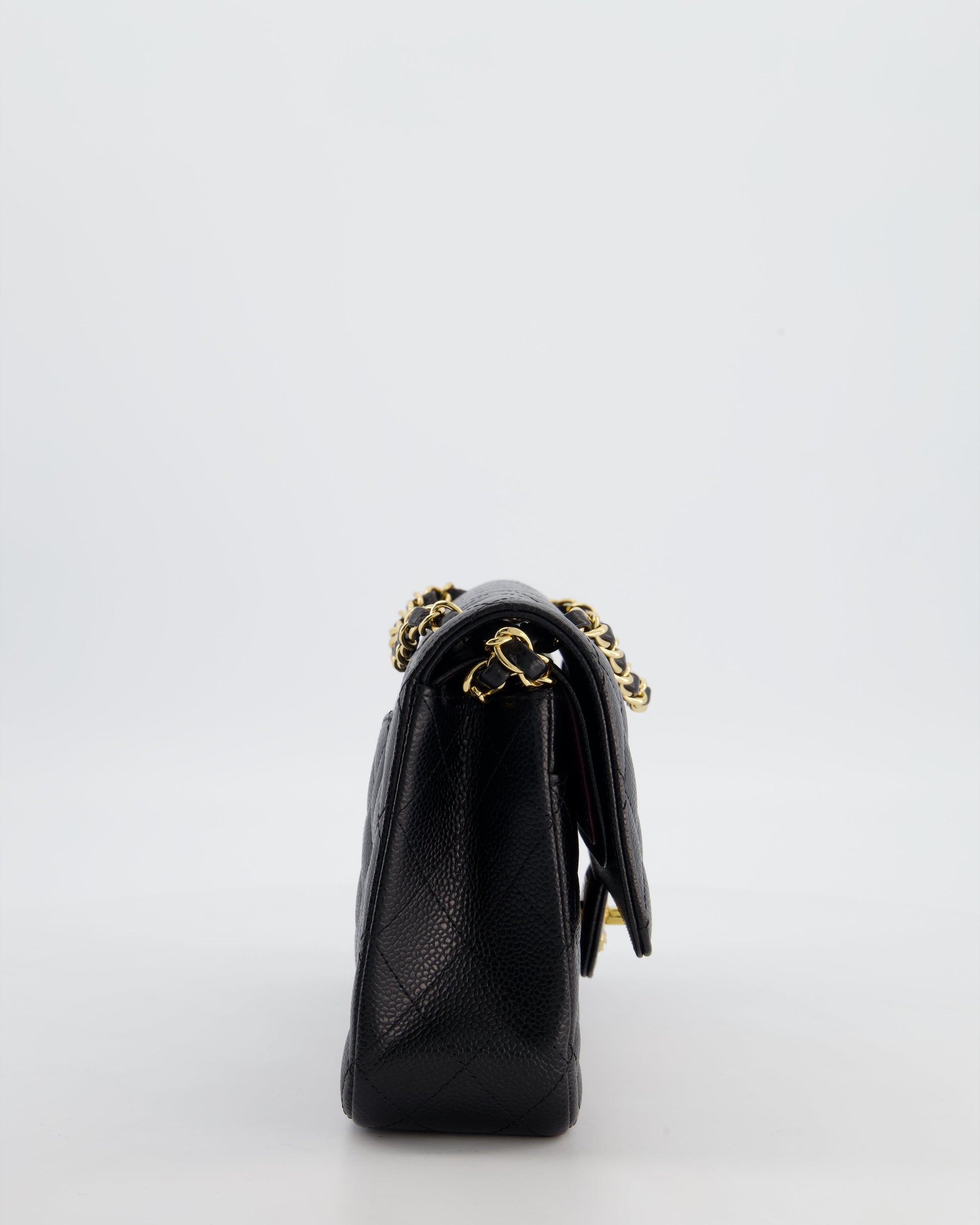 Chanel Medium Black Stitched Edge Classic Flap Bag - Rovelle Bags