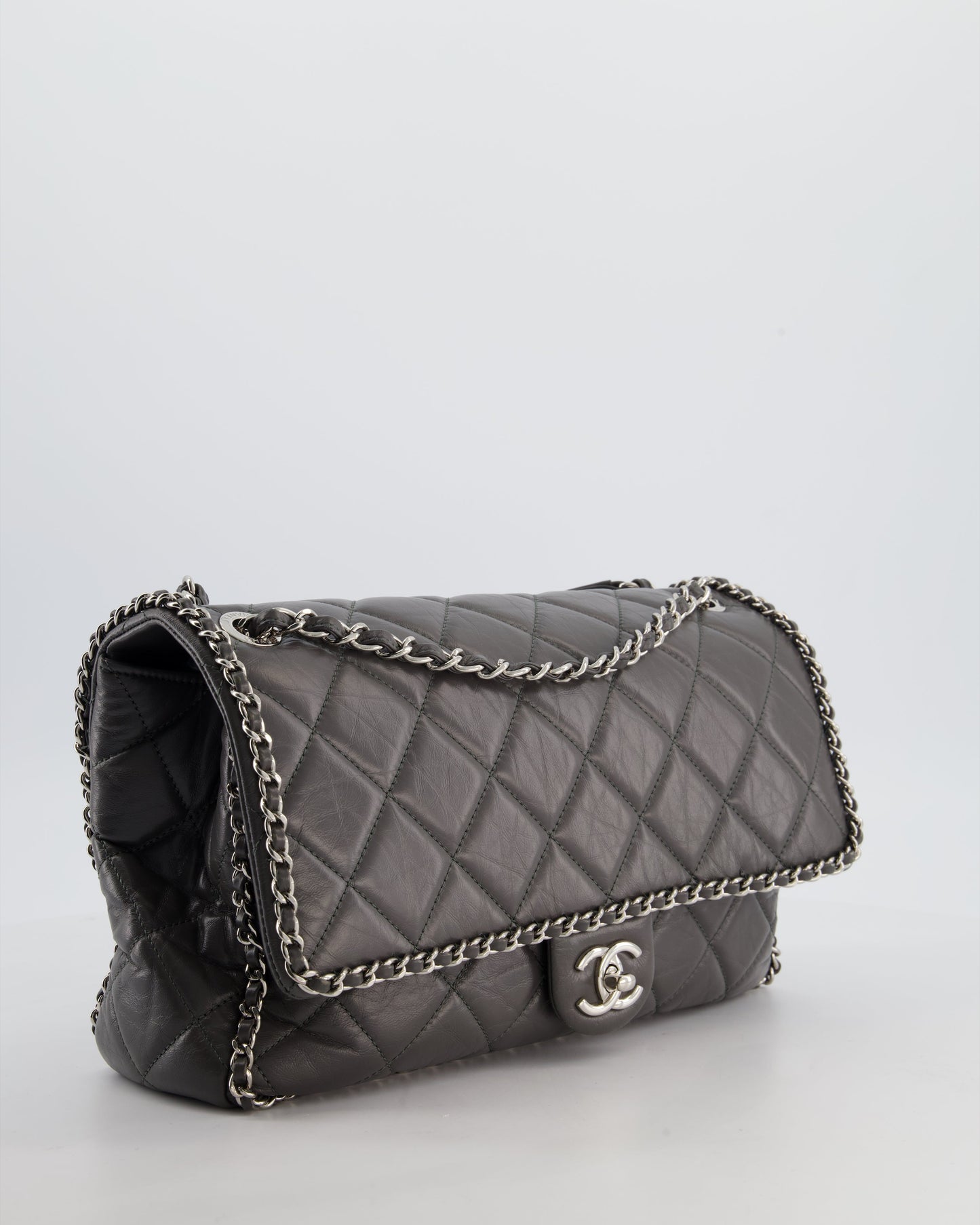 Chanel 20S Stone Grey Large Flap Flap Bag - Rovelle Bags