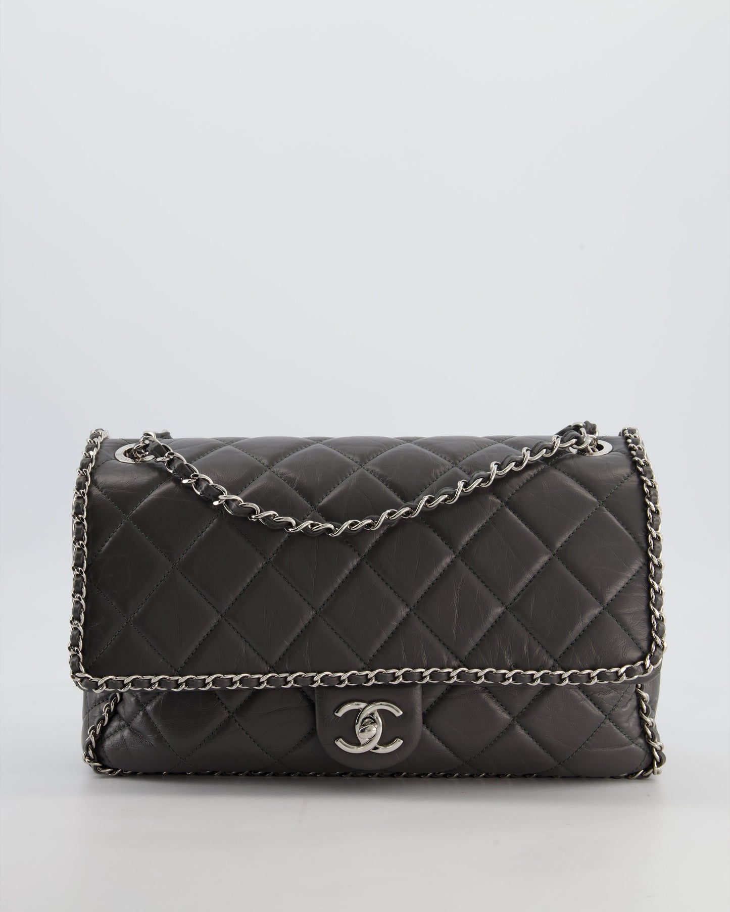 Chanel 20S Stone Grey Large Flap Flap Bag - Rovelle Bags