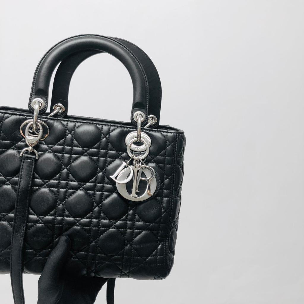 Chanel Monogram Lady Dior Leather Shoulder Bag