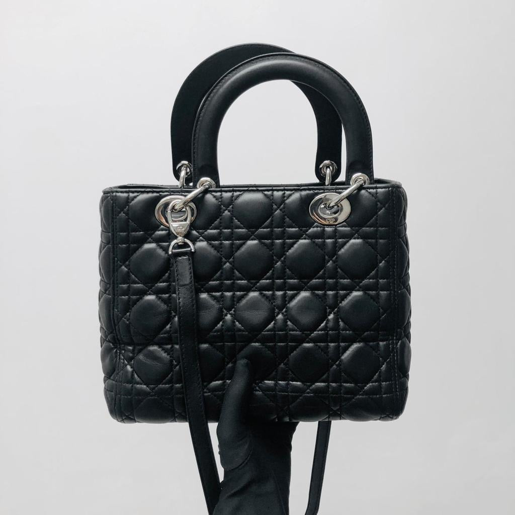 Chanel Monogram Lady Dior Leather Shoulder Bag