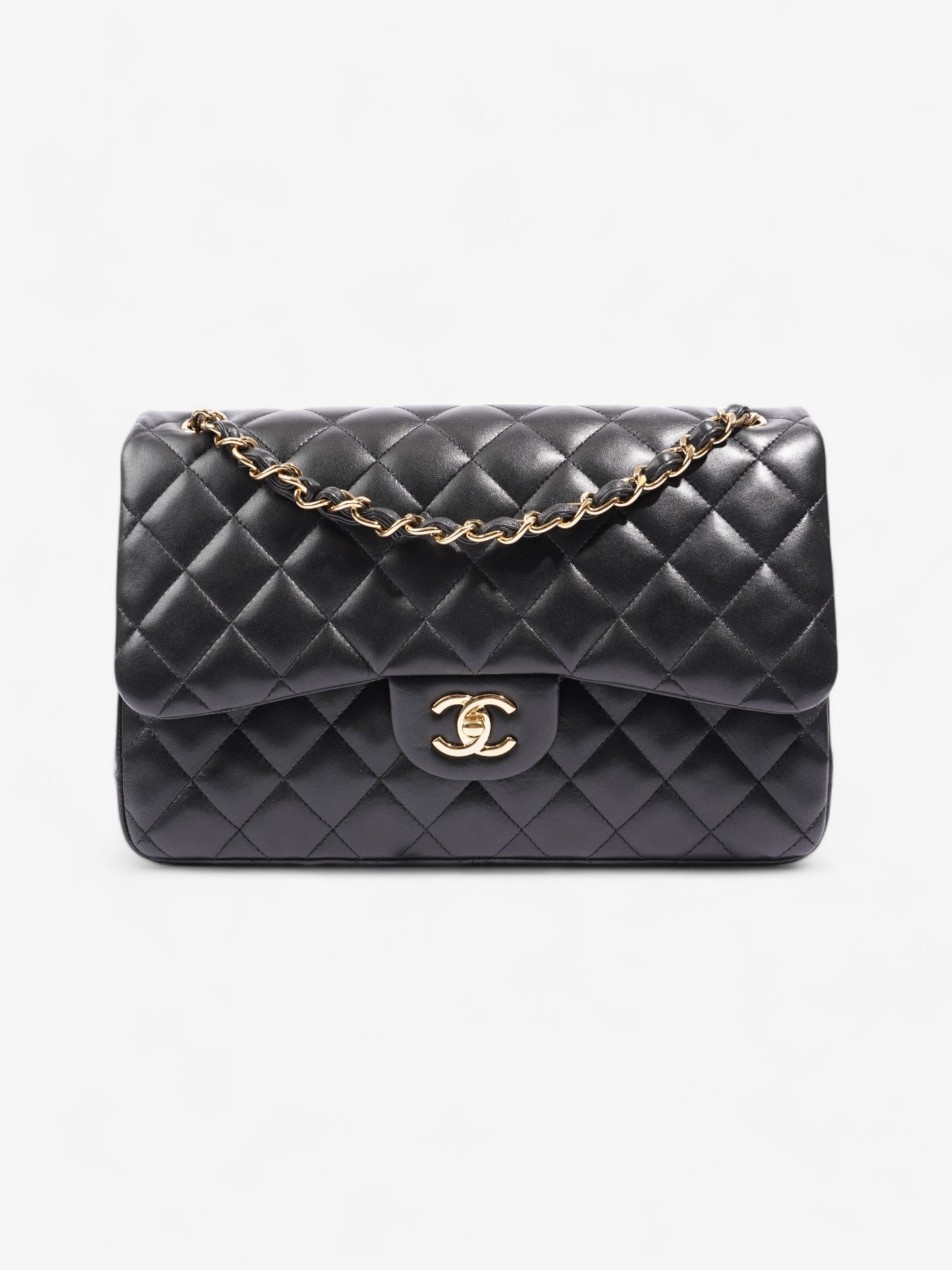 Chanel Classic Double Flap Black Lambskin Leather Large