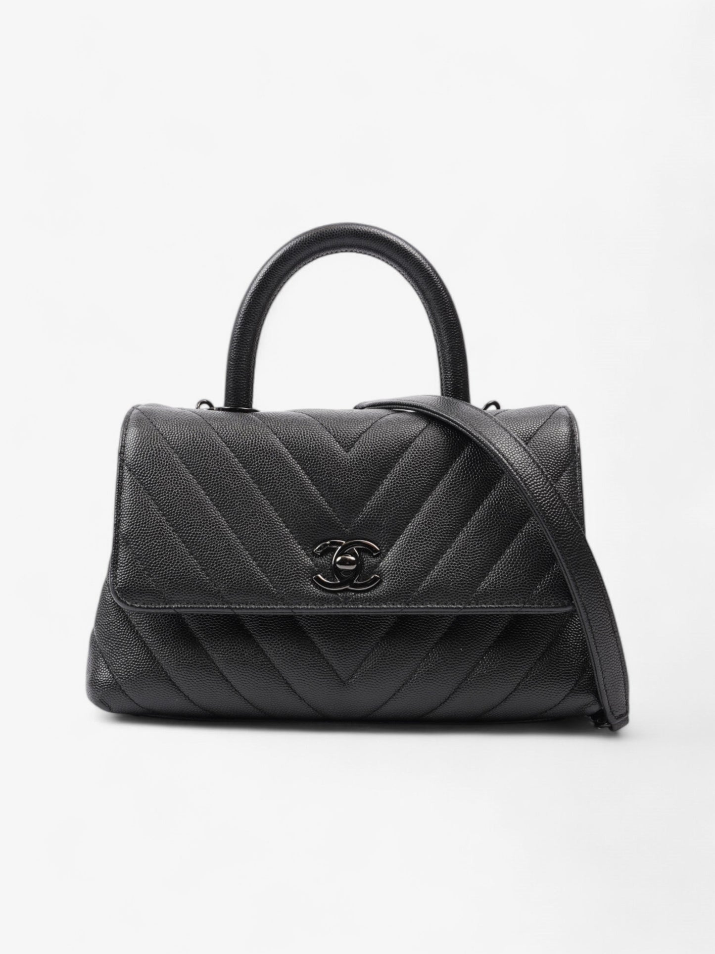 Chanel Coco Top Handle So Black Caviar Leather Small