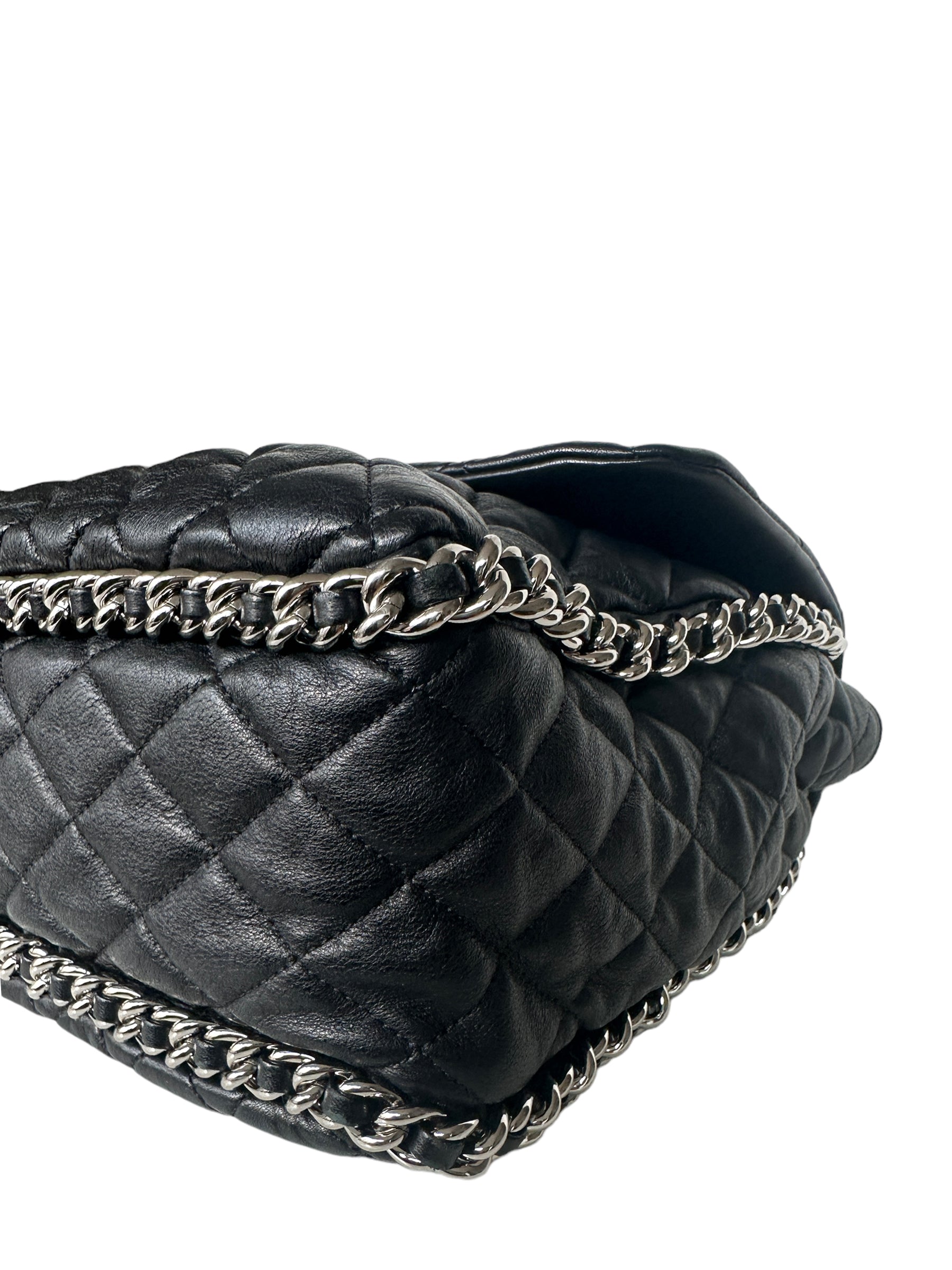 Chanel Black Washed Lambskin Quilted Maxi Flap Bag - Rovelle Bags