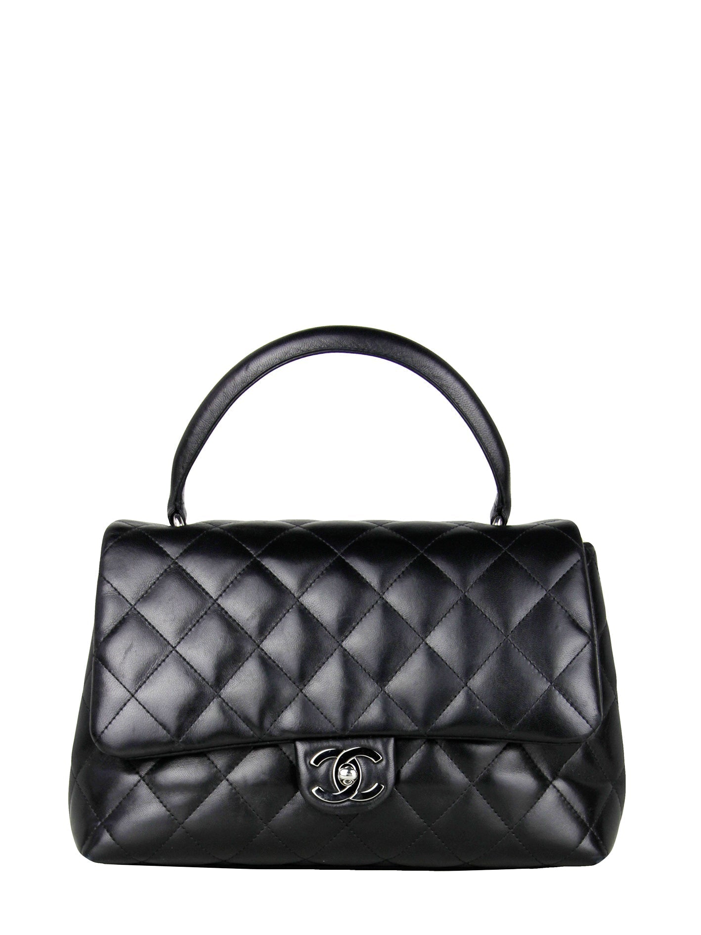 Chanel Black Lambskin Leather Kelly Style Handbag - Rovelle Bags